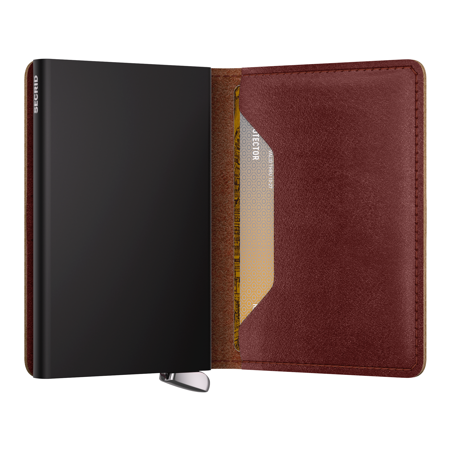 Premium Slimwallet+ Brown, wallet, Kartenetui, braunes Leder, Kartensteckfach, gefaltet