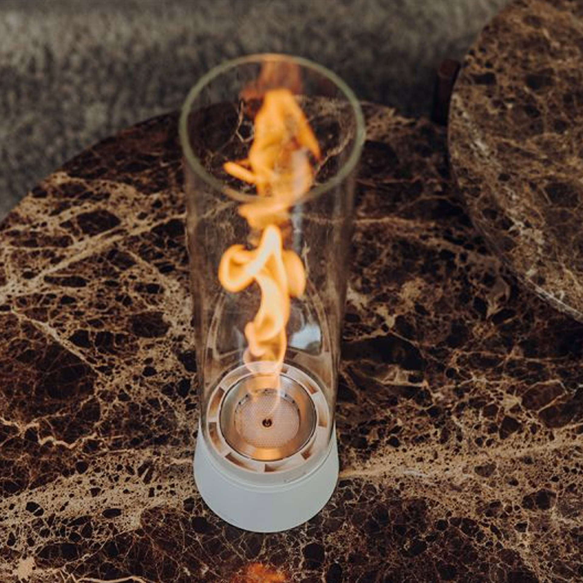 Tabletop Fireplace 900 Creme, gas-lamp, Tischlampe, Glasröhre, Flamme, Dekolampe
