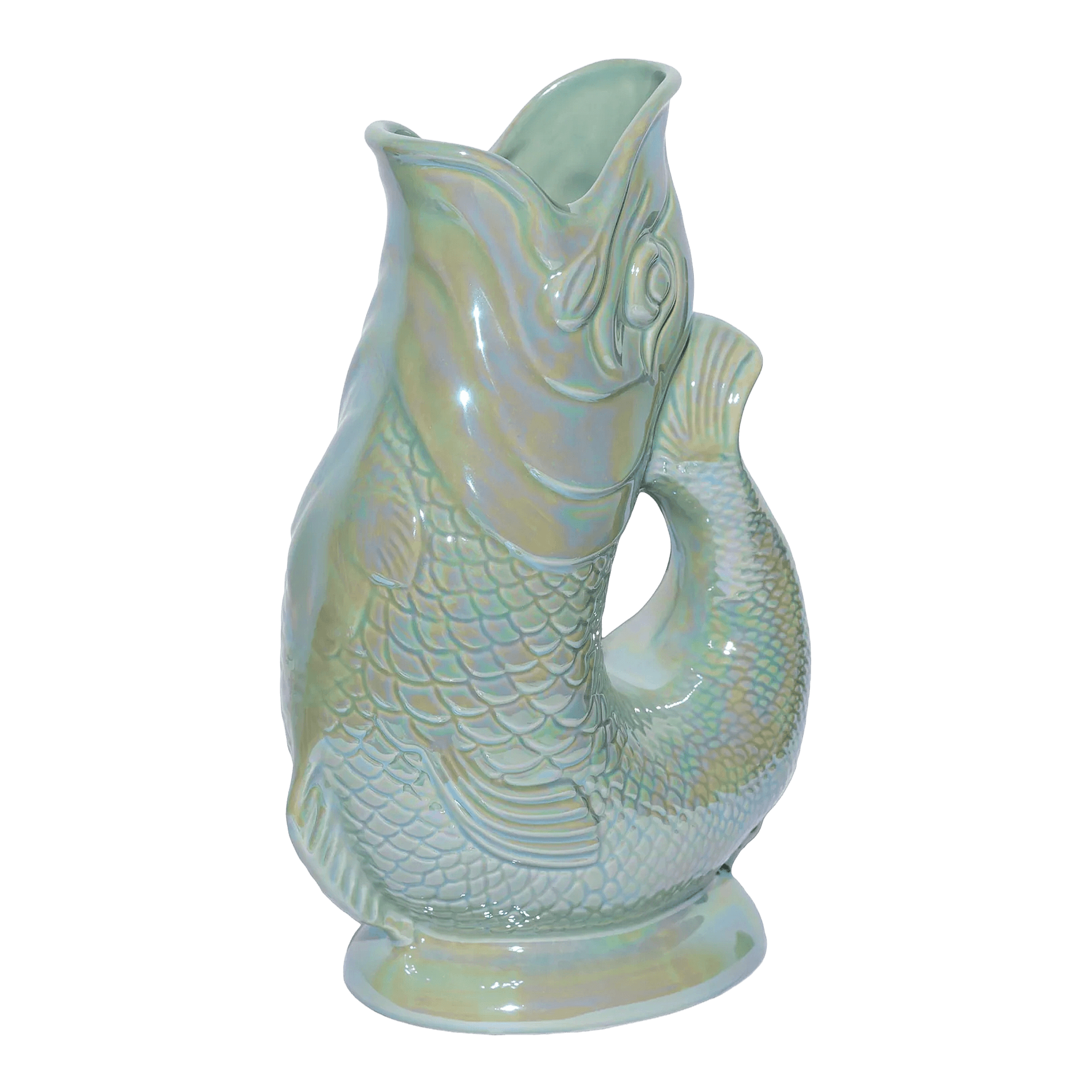 Gluckigluck, Lustre Collection, Jug Special Edition sage XL 1.20 l, fischfigur, keramik, dekorvase, irideszent, meeresthema