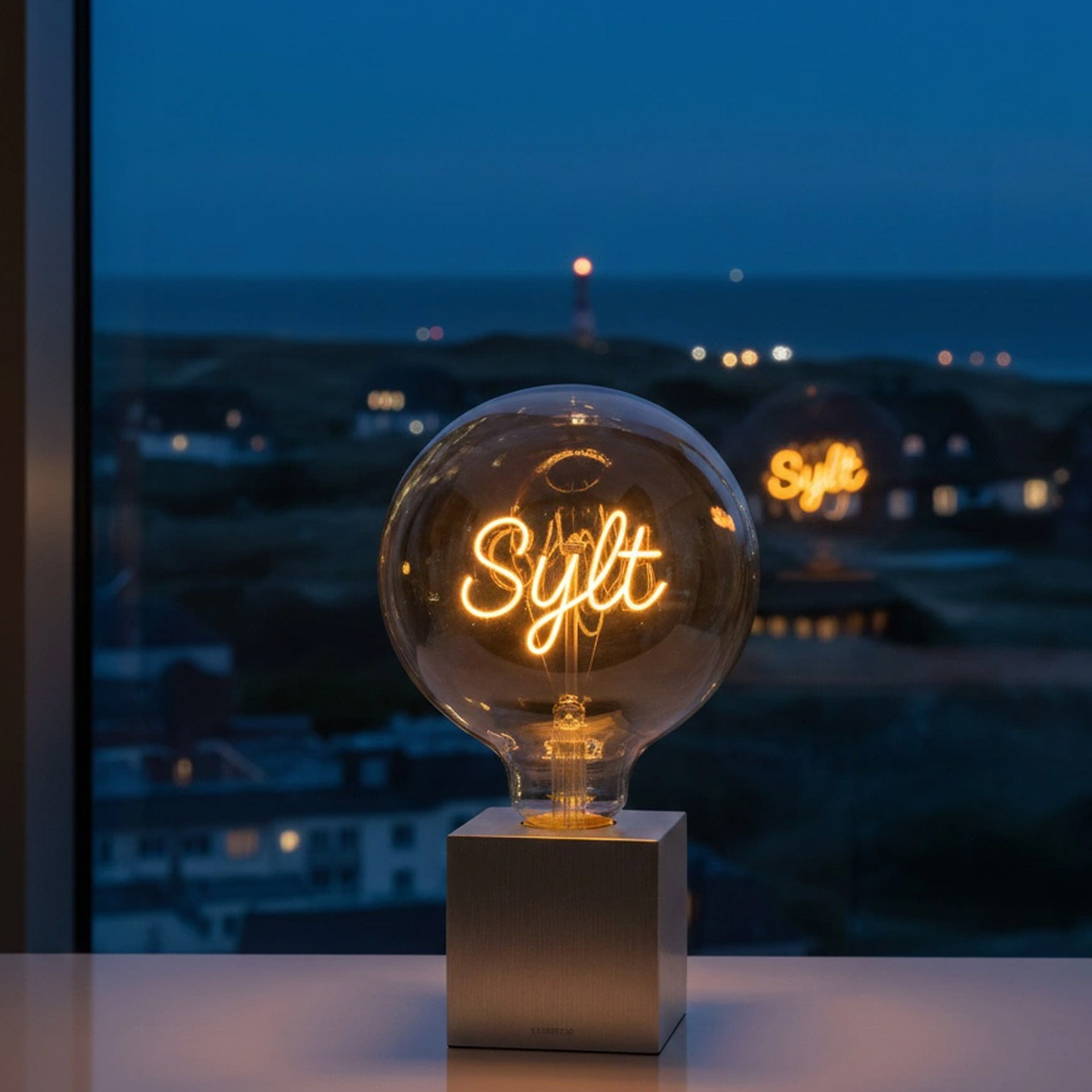 LED decorative bulb Sylt, Glühbirne, Glaskugel, Licht, Lampe, Nächtliche Szene