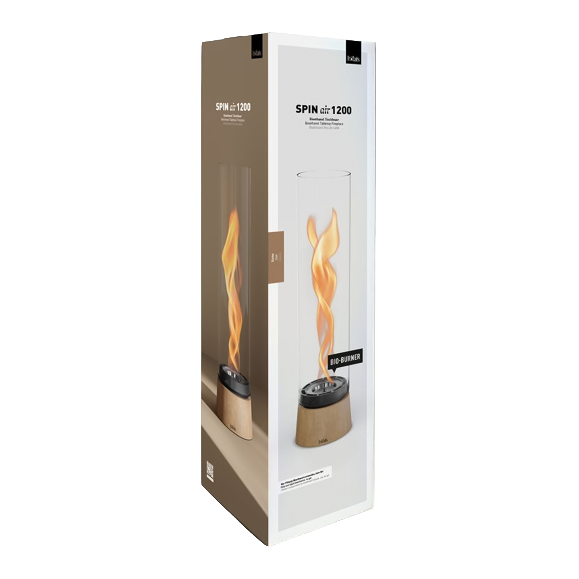 Tabletop Fireplace 1200 Oak, Biobrenner, Kaminfeuer, Standsystem, Keramik- oder Holz-BrandTower, Flammenofen