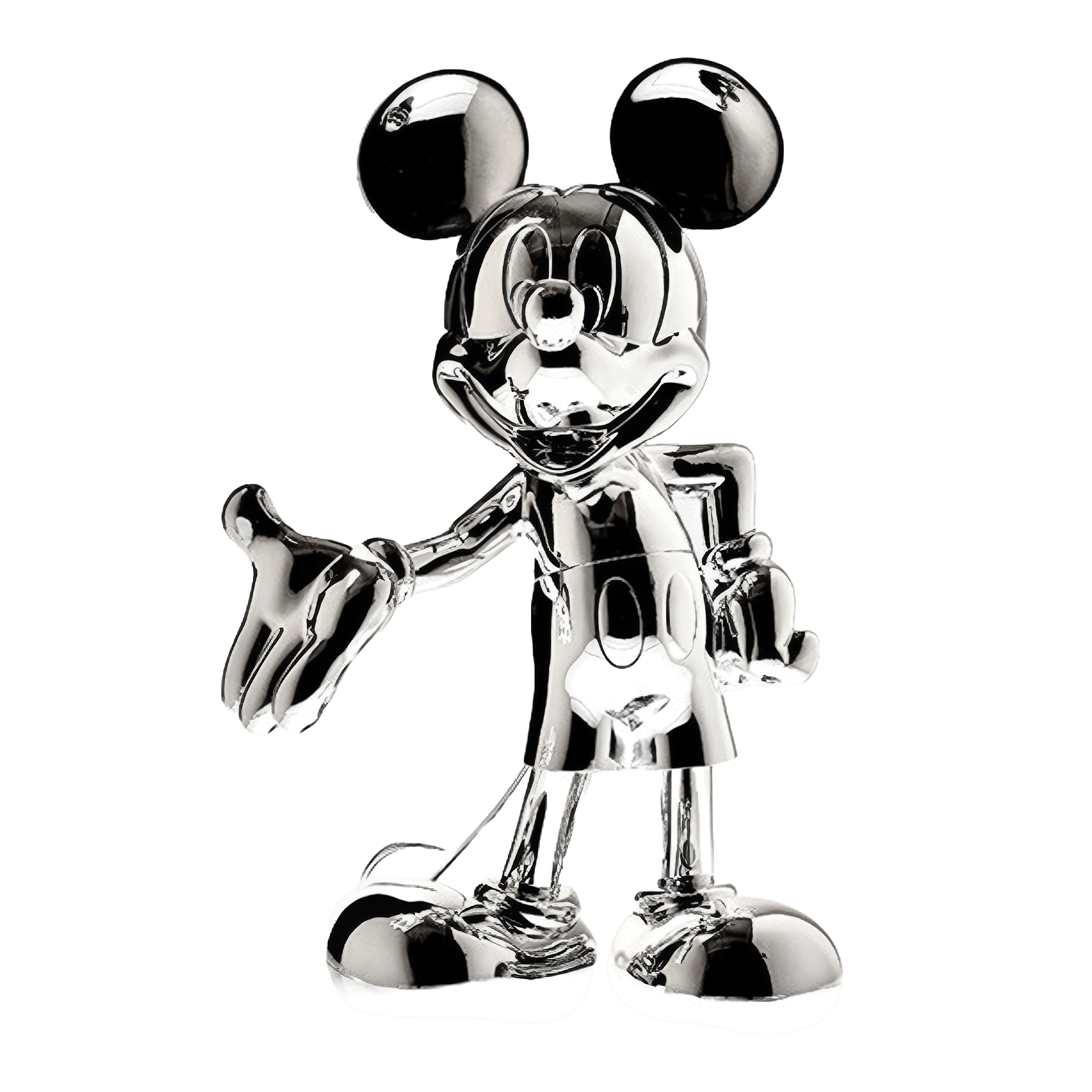 Mickey Welcome silver 30 cm, Mickey Maus, Statue, Schmuck, Skulptur, Chromstahl
