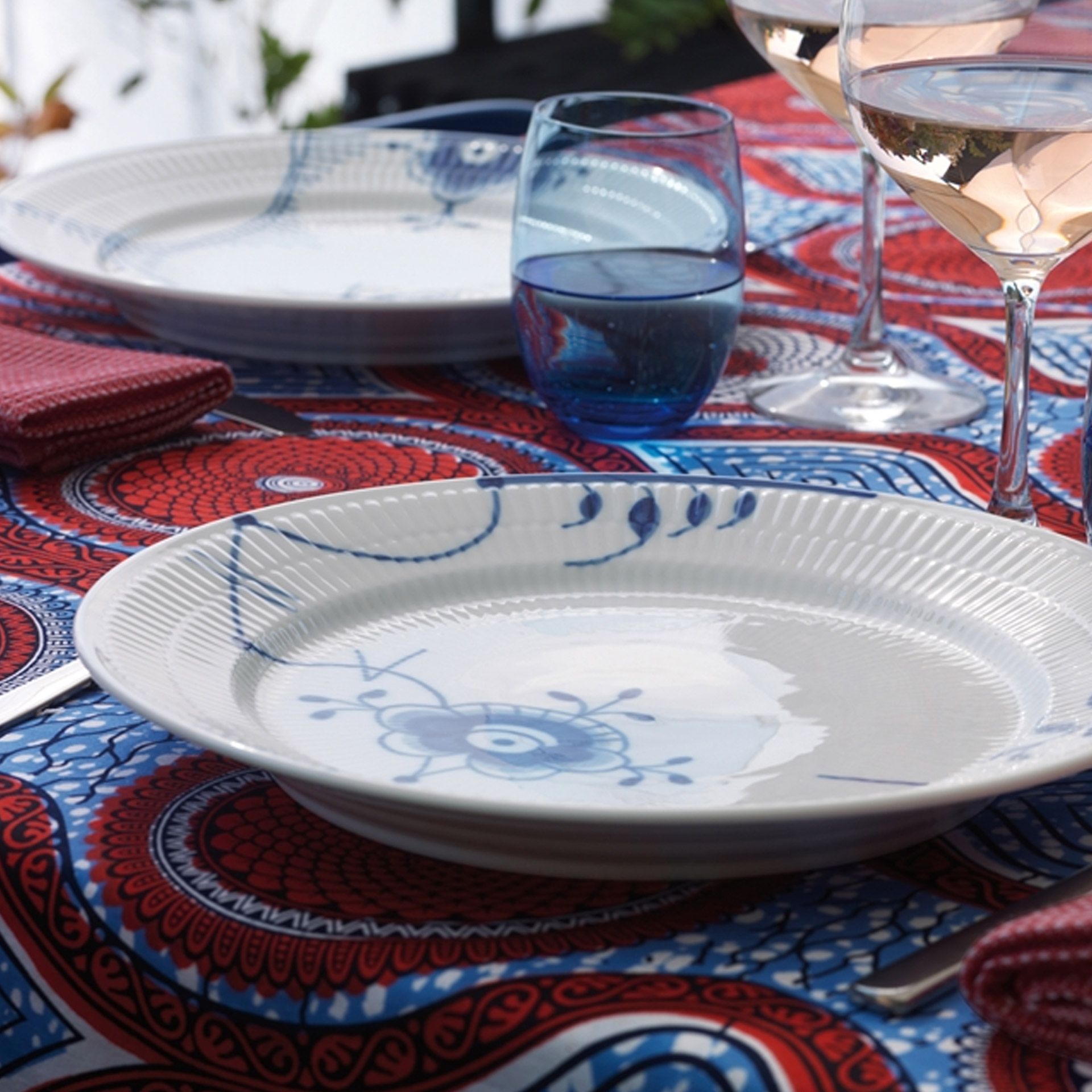 Royal Copenhagen Speiseteller Mega Gerippt Blau 27 cm Dekor 6