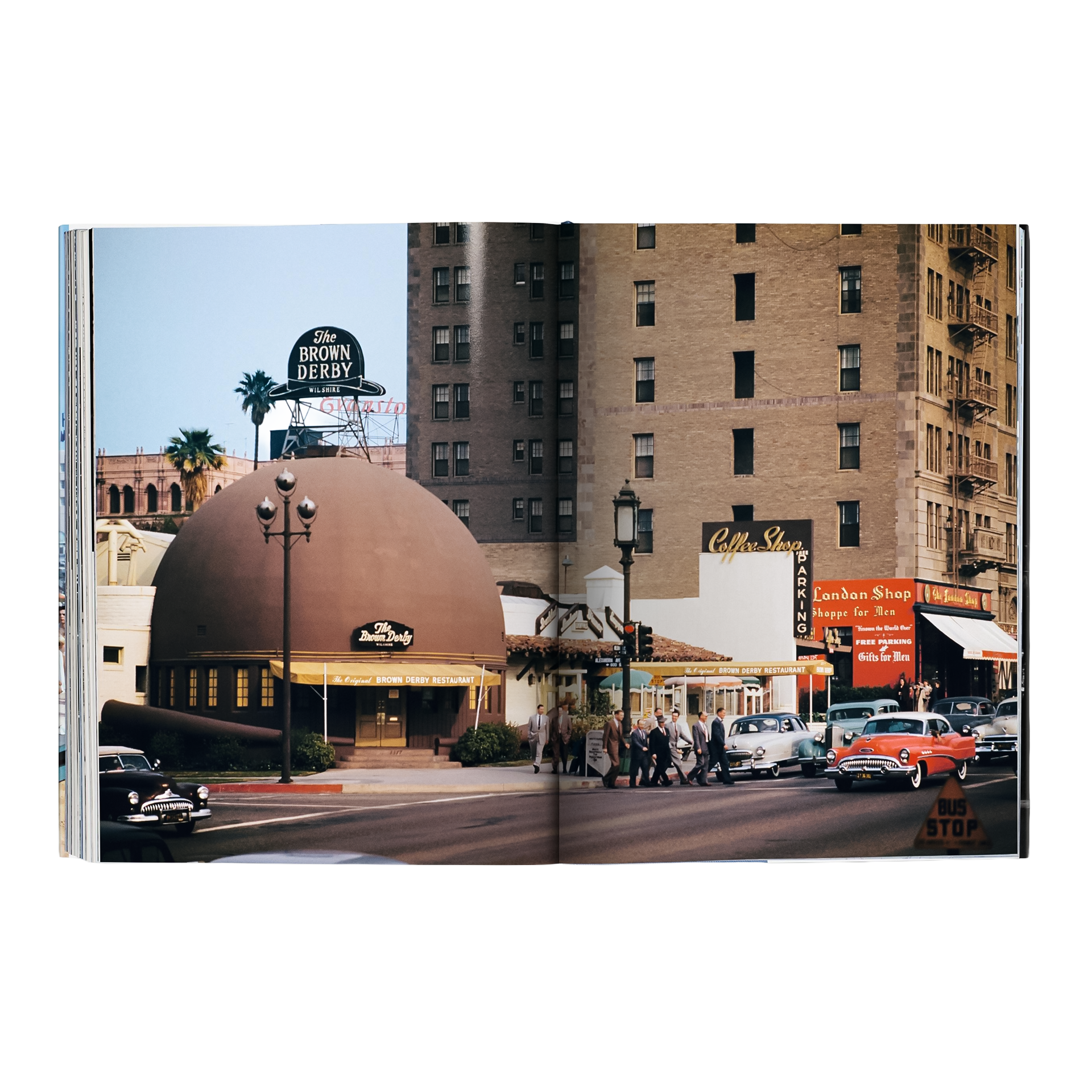Coffee Table Book Los Angeles, restaurant, Kuppel, Stadt, Autos, Fußgänger