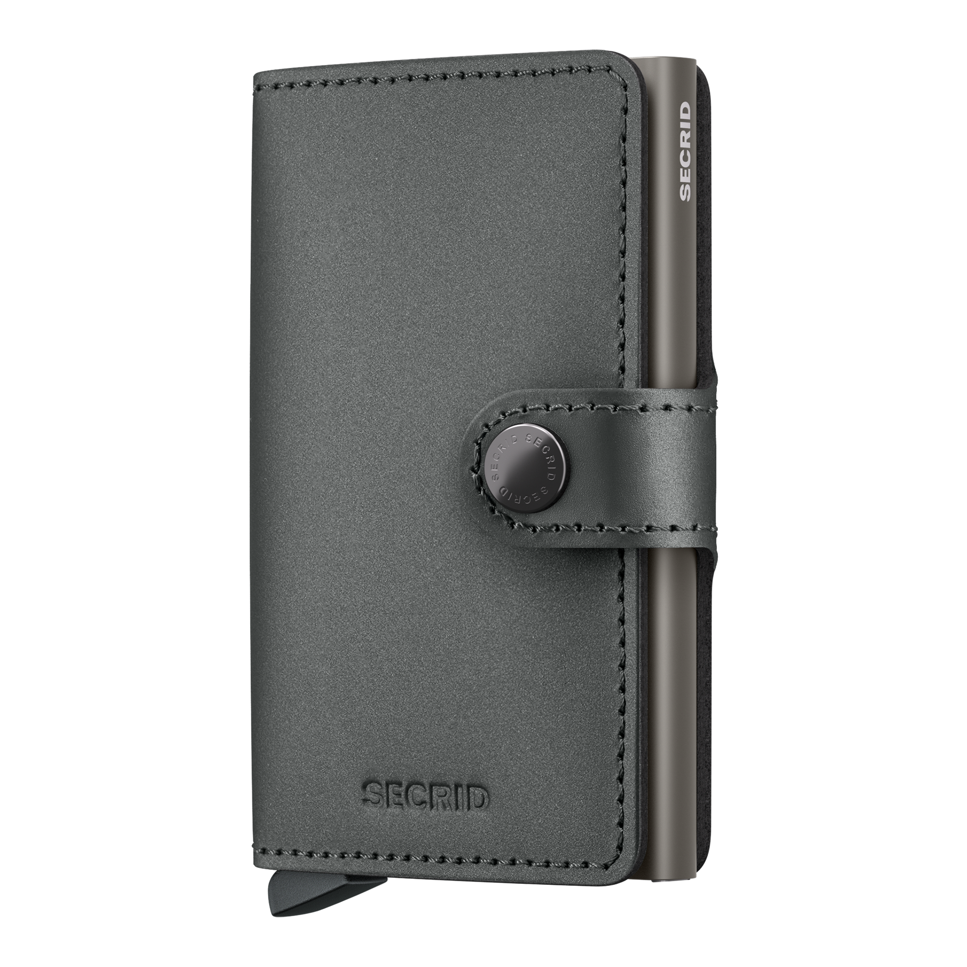 Miniwallet Steel, wallet, card holder, Leder, Druckknopf, grau