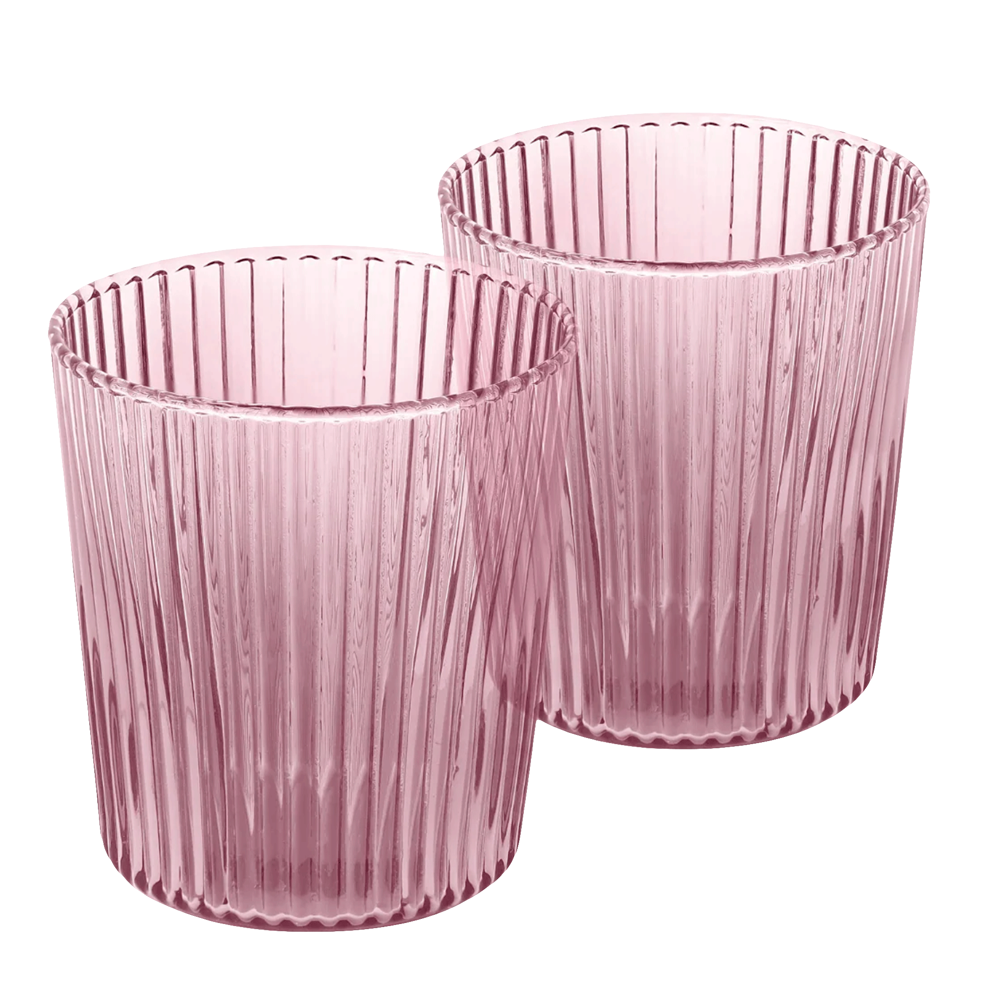 Water Glasses Broome 0.18 l Set of 6, Glas, Trinkglas, Rippenstruktur, Rosa, Stapelbares Glas