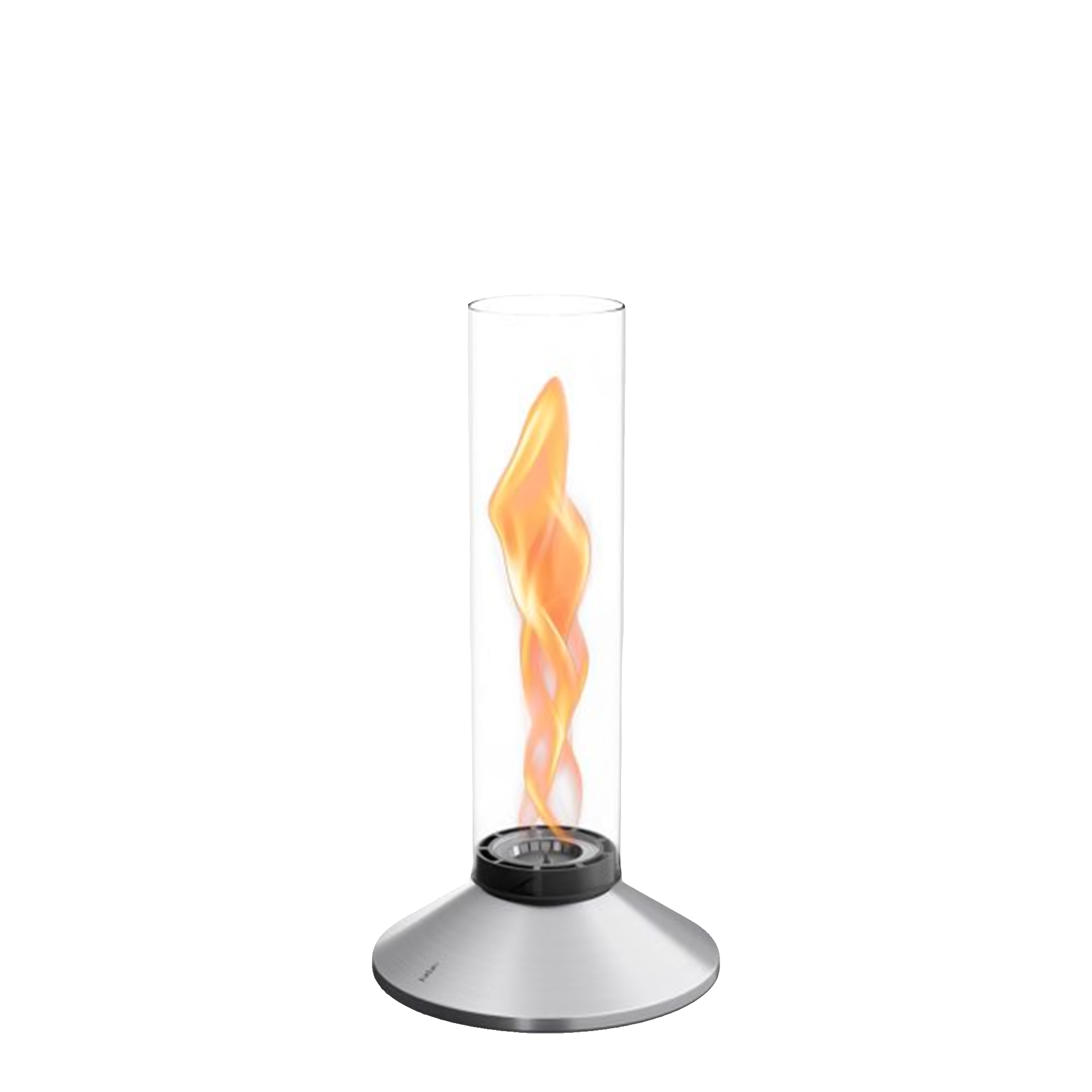 Tabletop Fireplace 900 Silver, Lava-Lampe, Tischlampe, Flammen-Design, Stahl-Gehäuse, Glasrohr