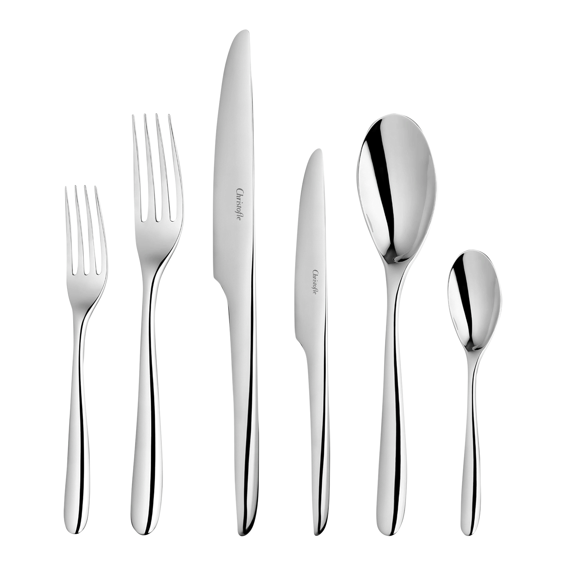 Tray round with handles, Besteck, Gabel, Messer, Löffel, Kombiset