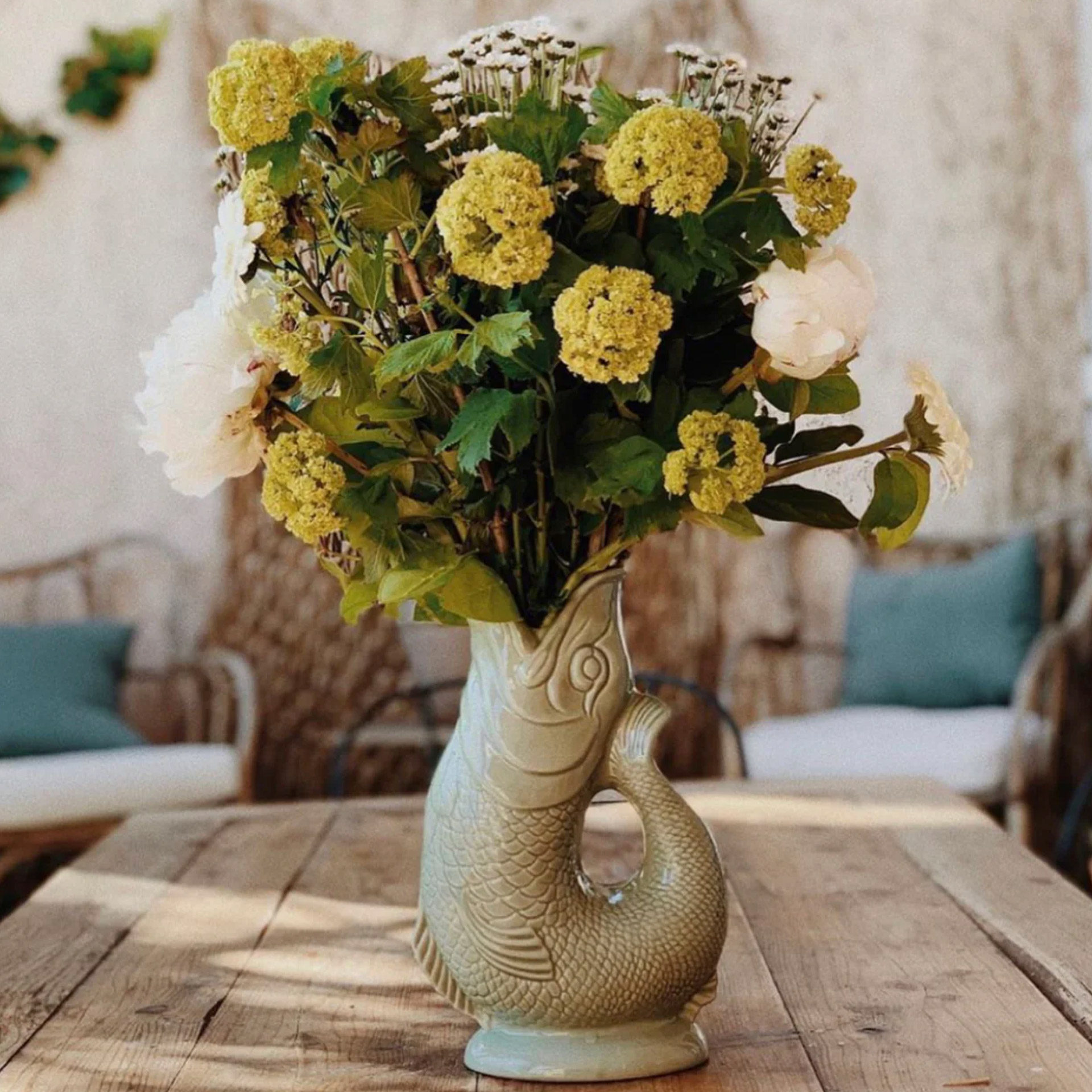 Jug sage XL 1.20 l, Blumenstrauß, Trockenblumen, Vase, Deko, Gelb