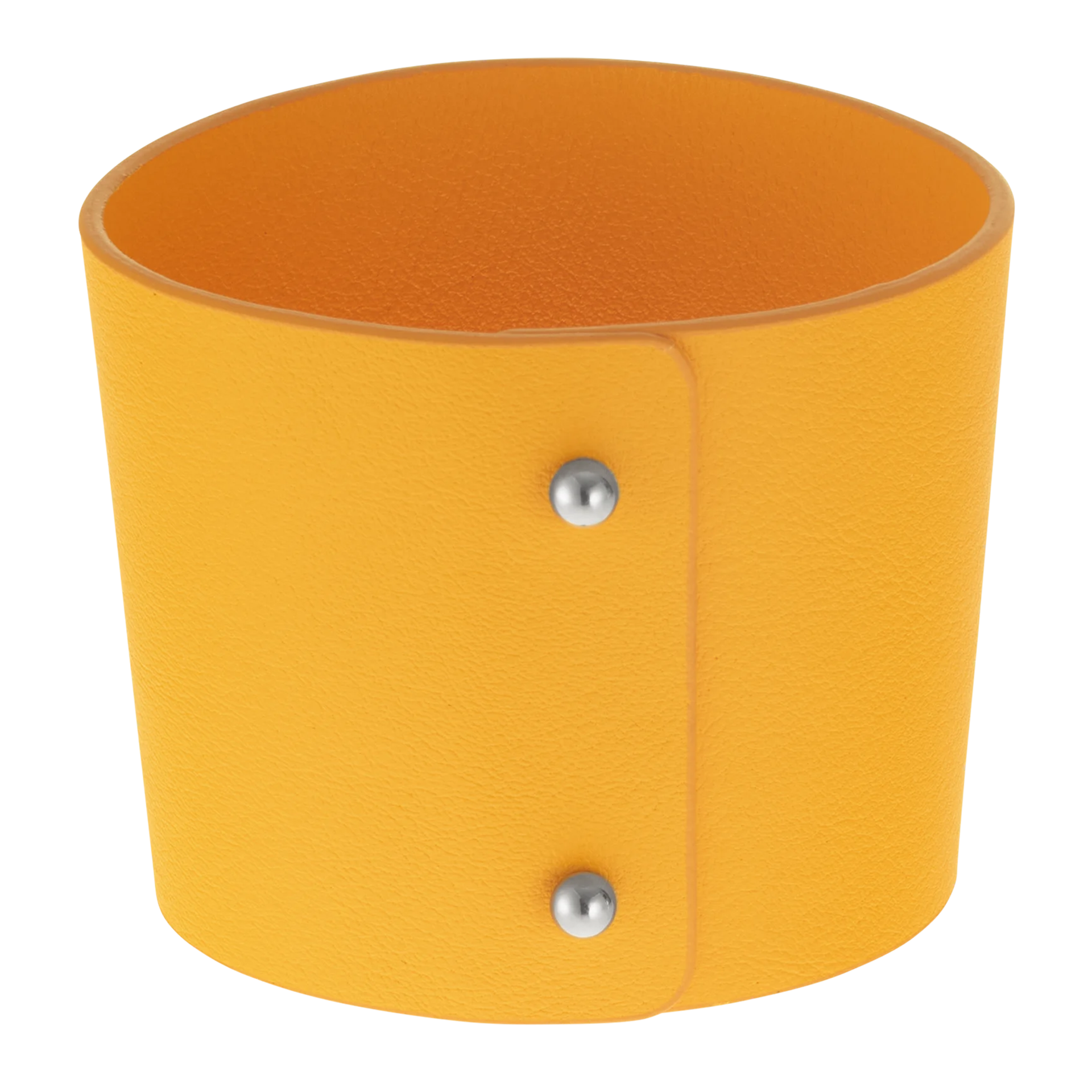 Leather cuff yellow, armband, leder, gelb, klares design, snaps