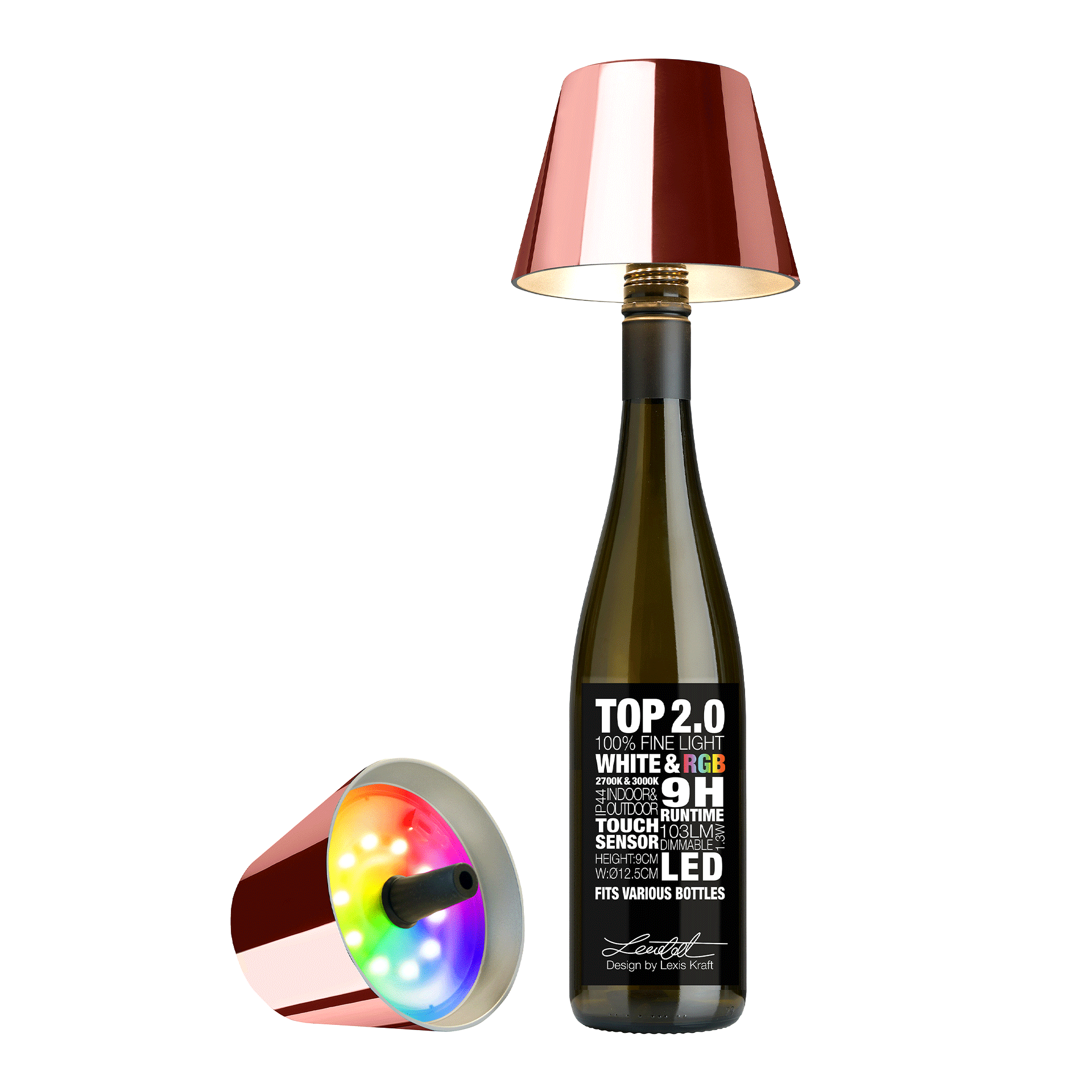 LED Bottle Light Dimmable Rose Gold