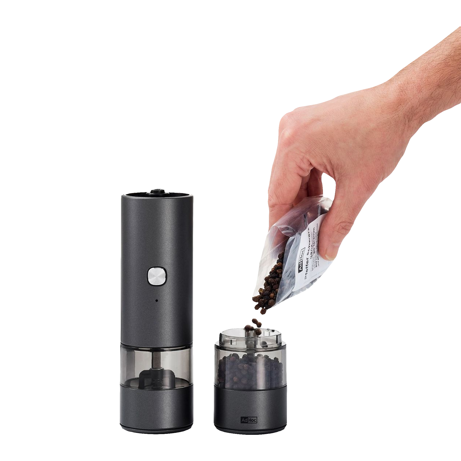 Electric Salt- &Pepper- Doublemill Stainless Steel, Elektrischer Pfeffermüller, Pfefferstreuer, Mörserkugellieferung, manuell-minimal, Kochgewürze grinder