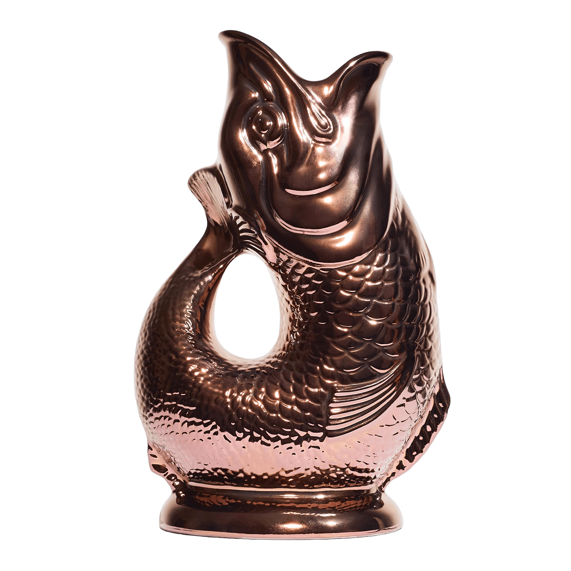 Gluckigluck, Lustre Collection, Jug Special Edition kopper XL 1.20 l, Karpfen-Glass, Glasfigur, Bronzenes Glasobjekt, Bronzefarbe, Fisch-Design