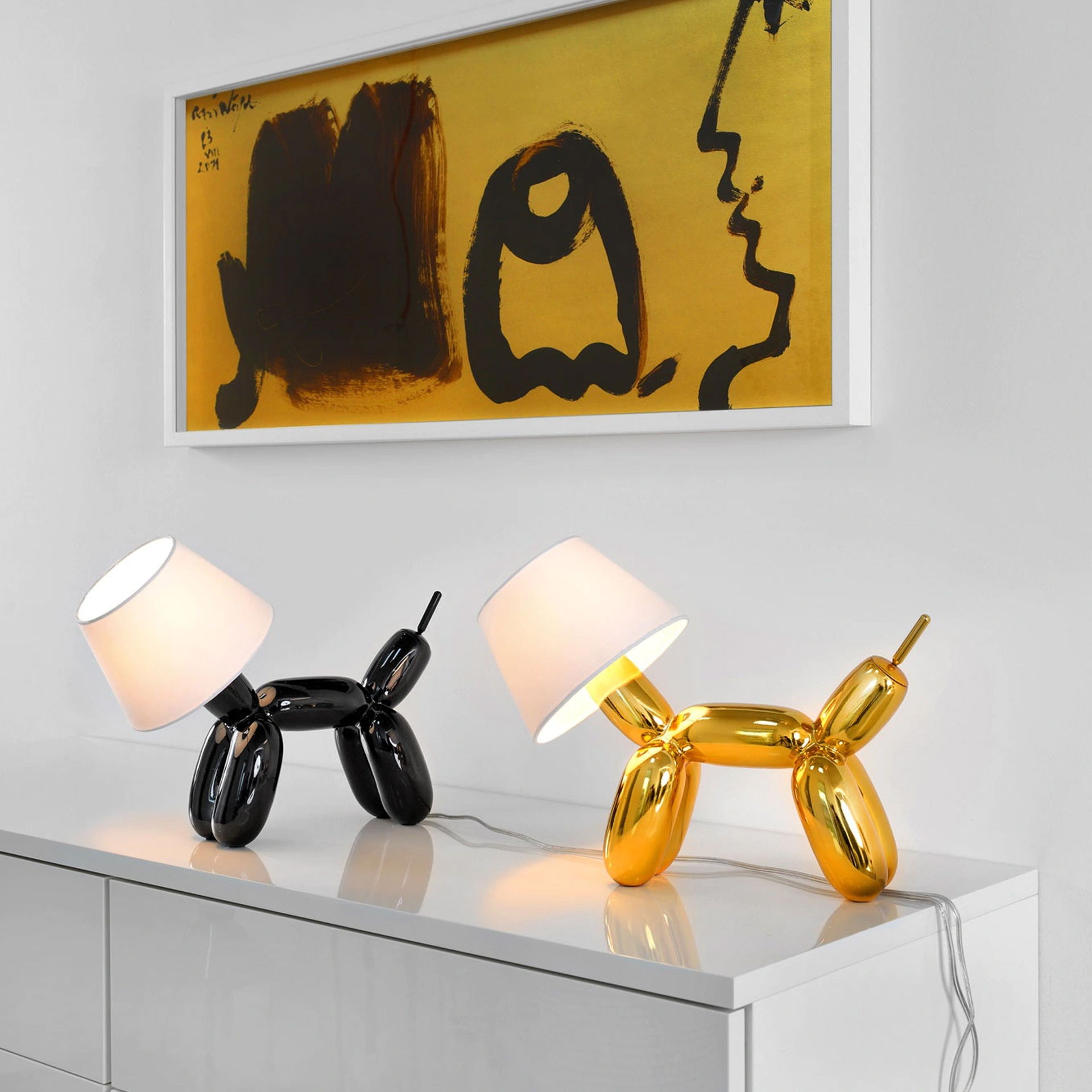 Table lamp gold,  Tischlampen,  Balloon-Lampen,  Kunststofflampe,  Dekorlampe,  Goldlampe