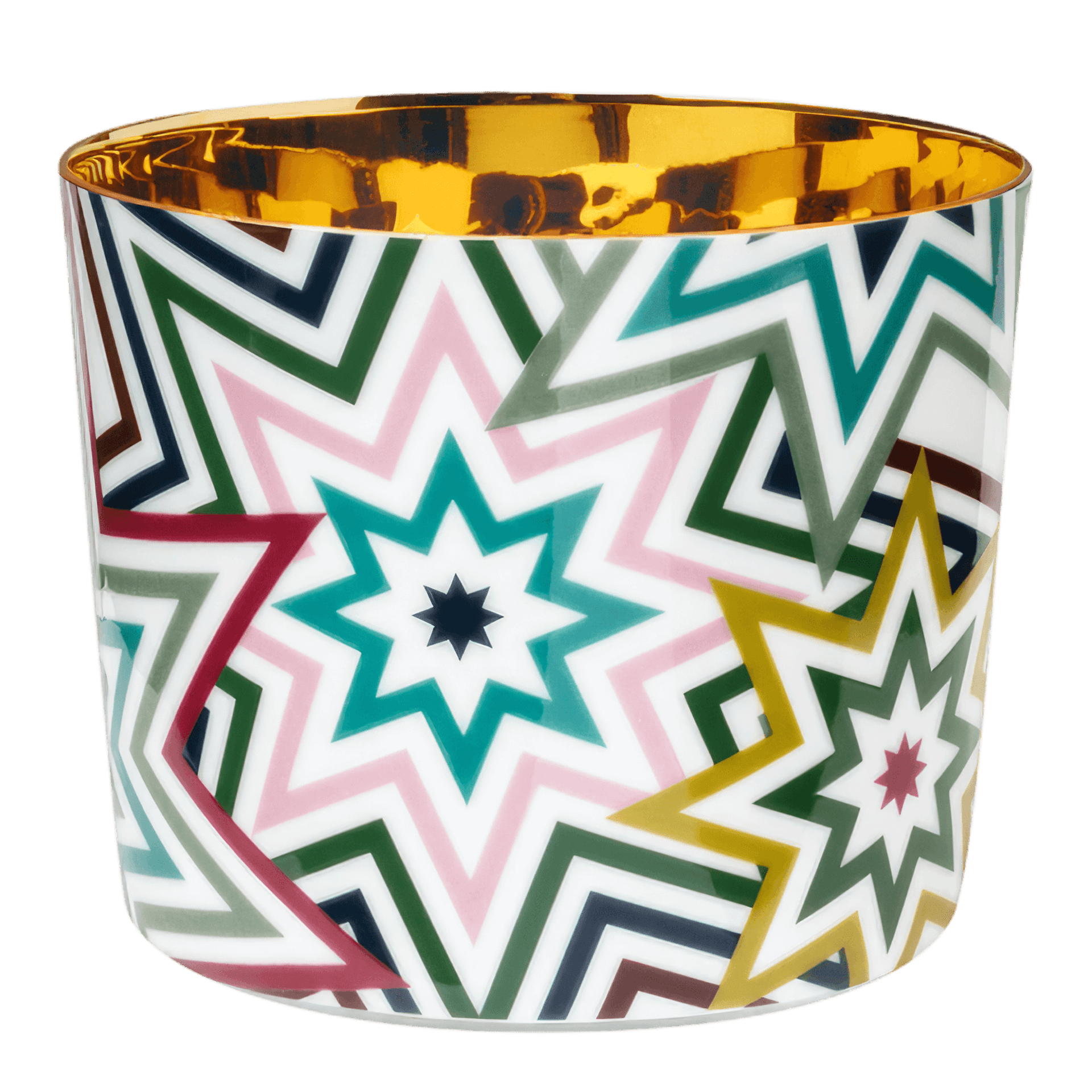 SIEGER Champagnerbecher Coloured Stars, tasse, porzellan, buntes muster, geometrisches muster, goldener rand