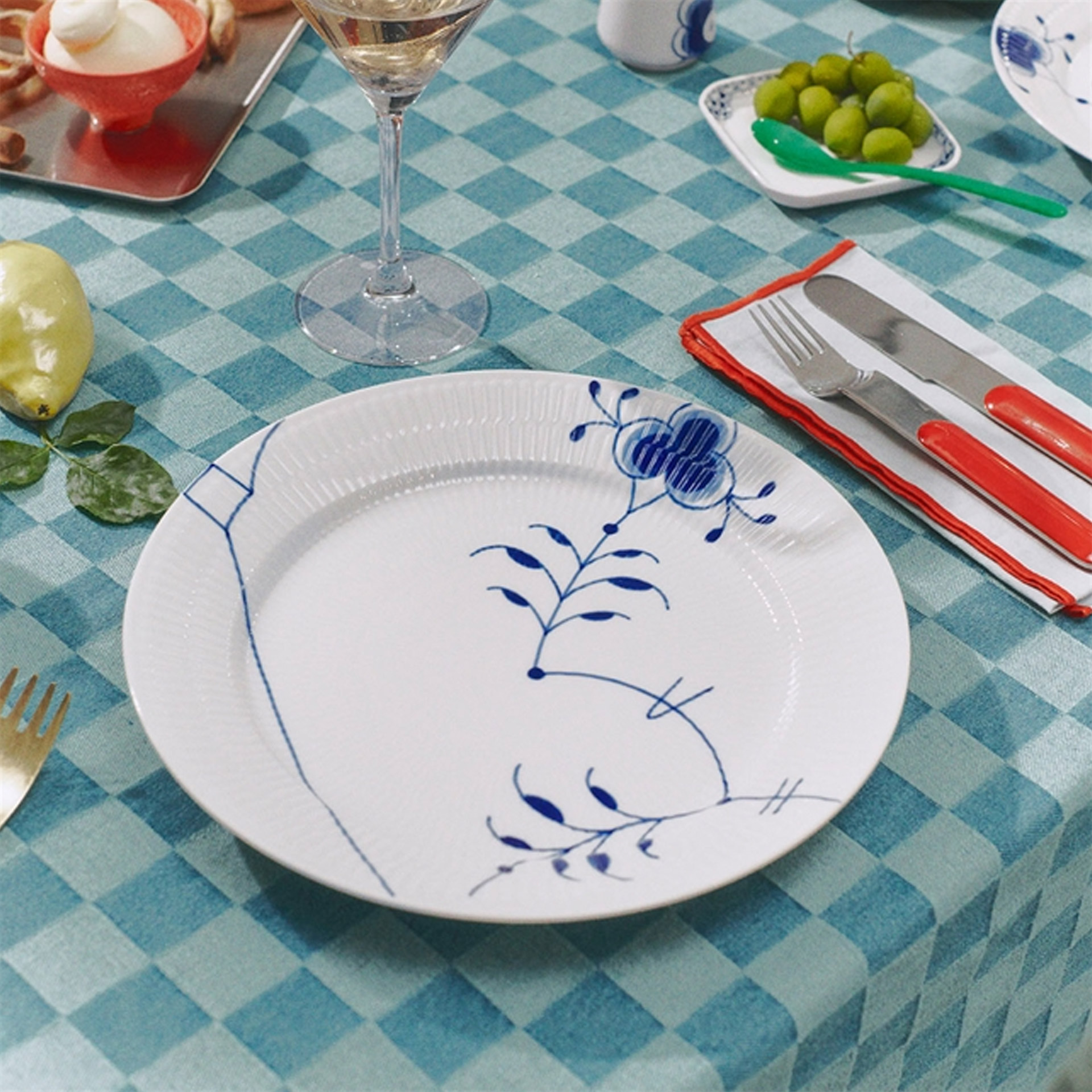 Royal Copenhagen Speiseteller Mega Gerippt Blau 27 cm Dekor 9
