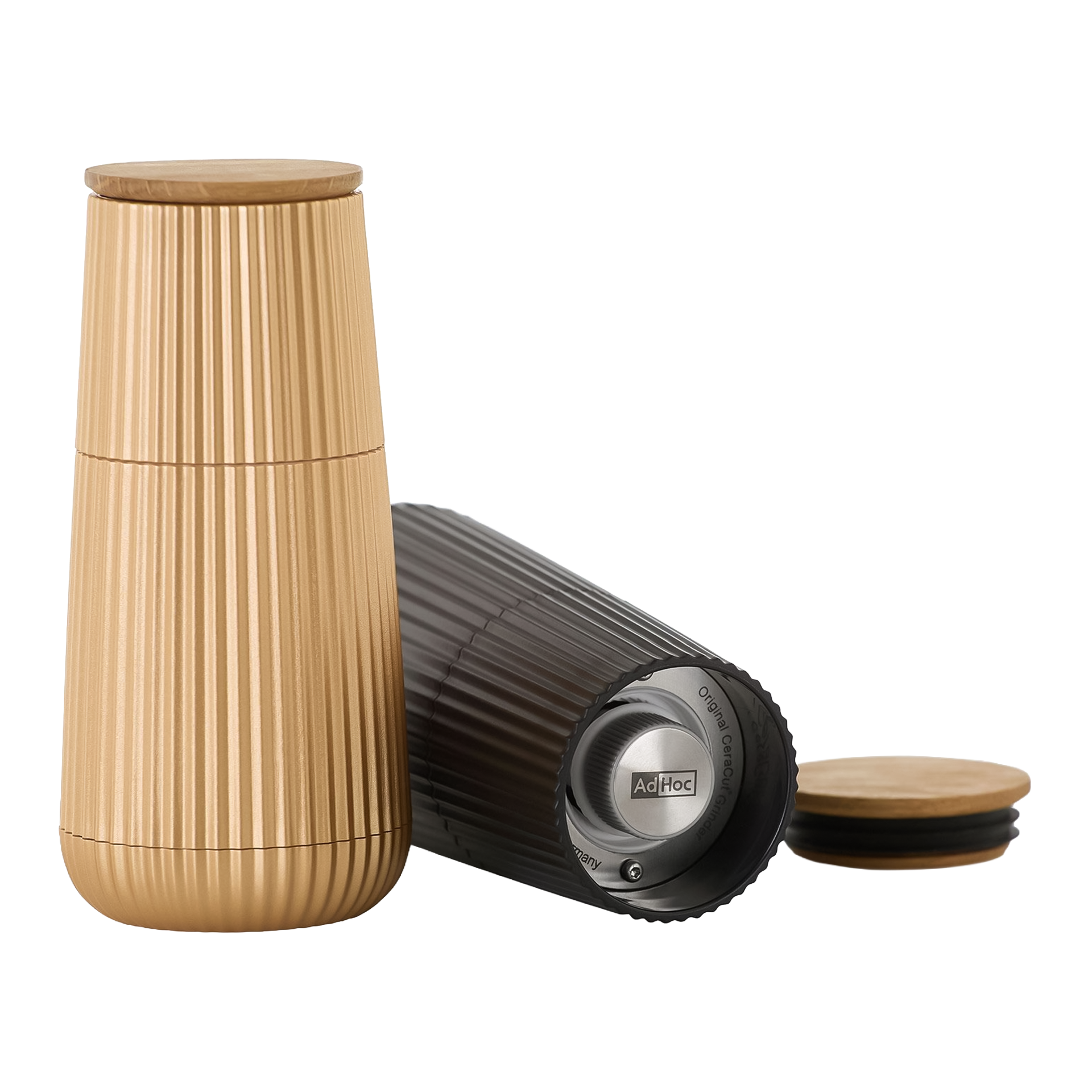 Salt & Pepper Mill Set Beige/Brown, Trinkbehälter, Thermos, Flasche, Stahl, Holz