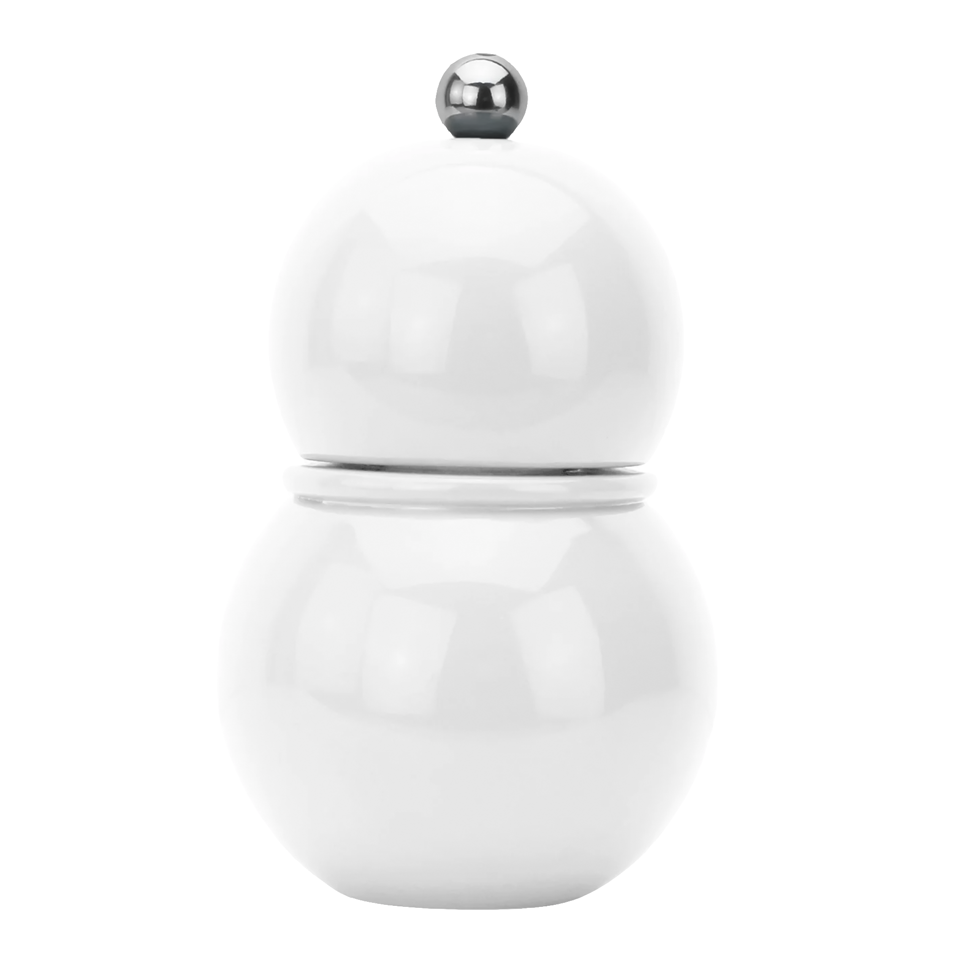 Salt- Pepper Mill white 12 cm, Schneekugel, Schneekugel-Dekoration, Weiße Kugel, Kugel, Deko-Satz