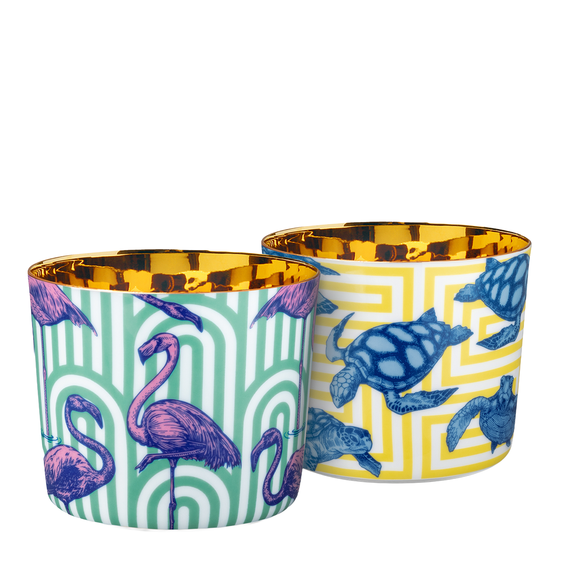 Champagne Goblet The Turtels, Becher, Becherset, Tiere, Flamingos, Tiere Muster