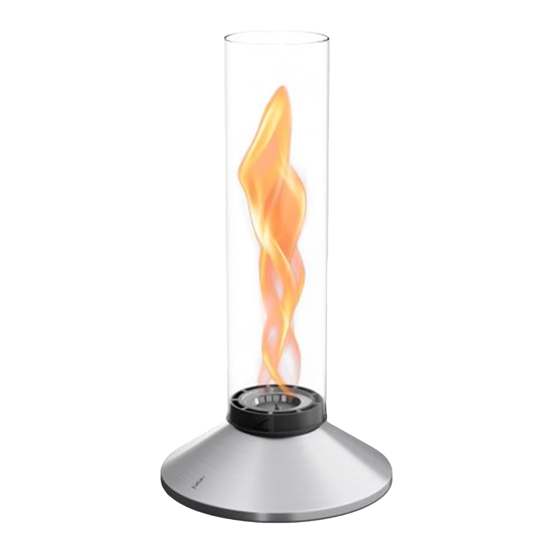 Tabletop Fireplace 1200 Silver, Tischfeuerstelle, Flammenleuchte, Gasbrenner, Stahlbasis, Glaszylinder