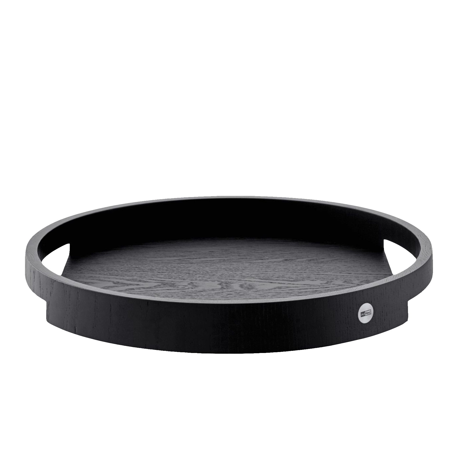Serving Tray Round Black 50 cm, runder tablett, schwarz holz, unterlage?, küchen-tablett, flaches tablett