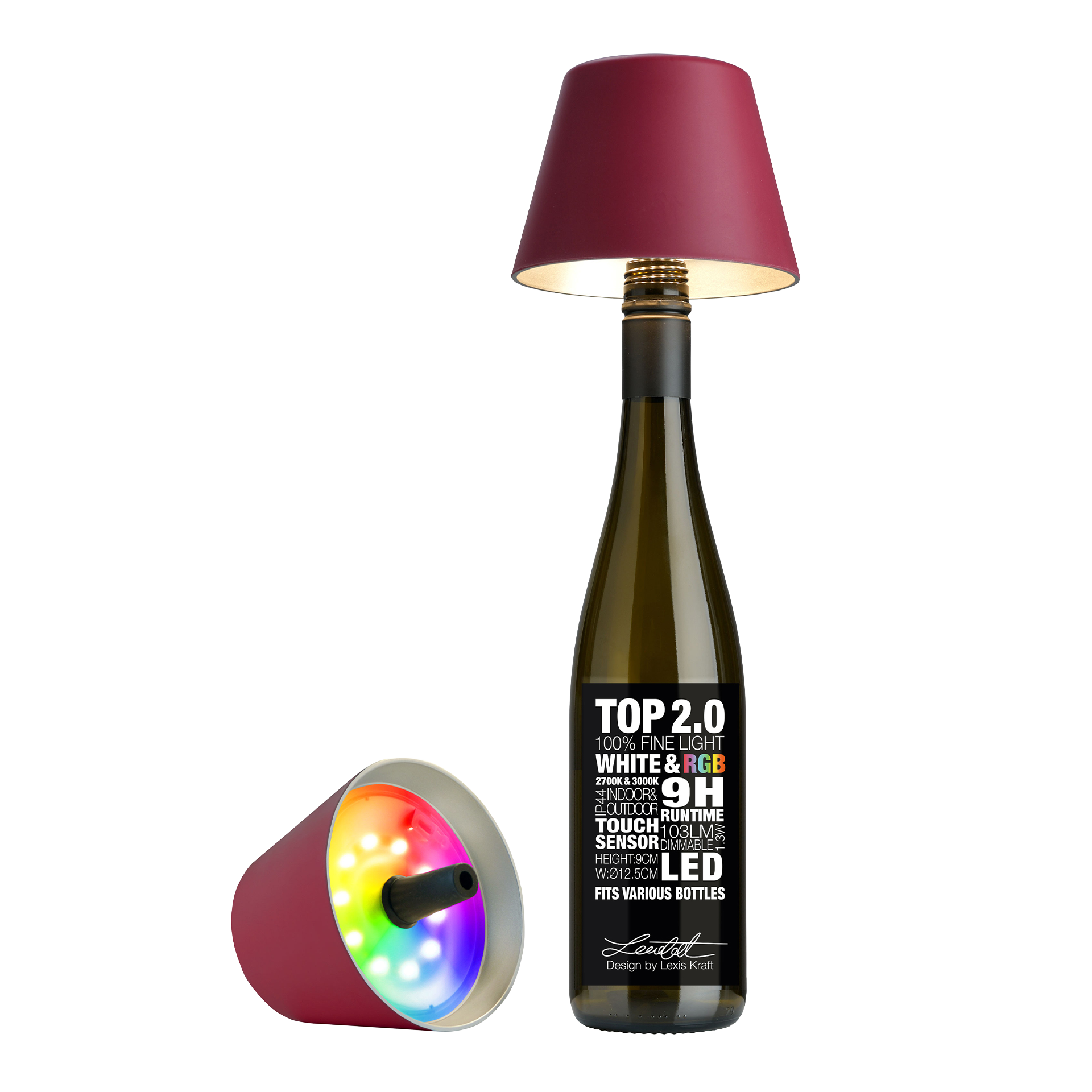 LED Bottle Light Dimmable Burgundy