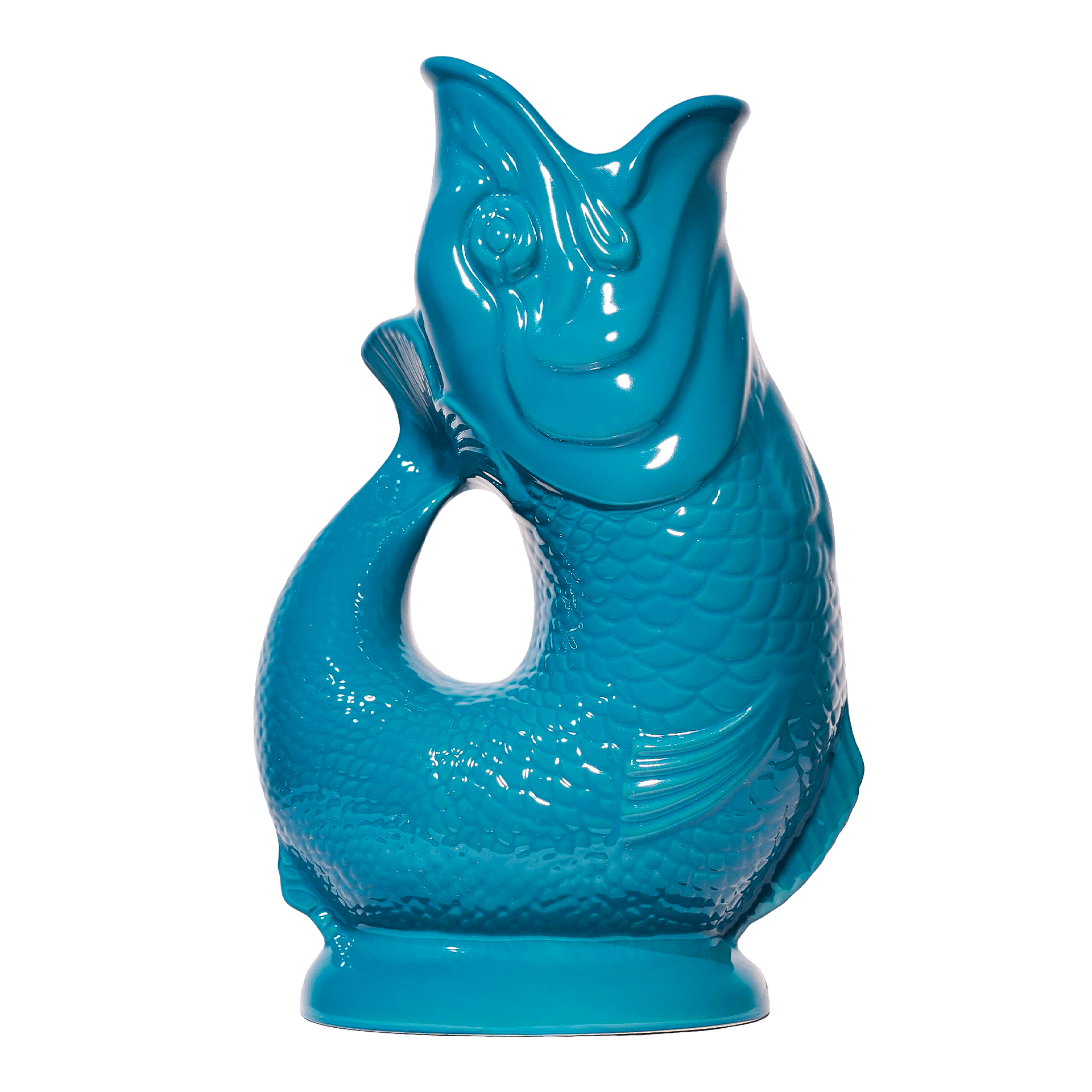Jug teal XL 1.20 l, Karaffe, Fischform, Türkis, Keramik, Löchergriff