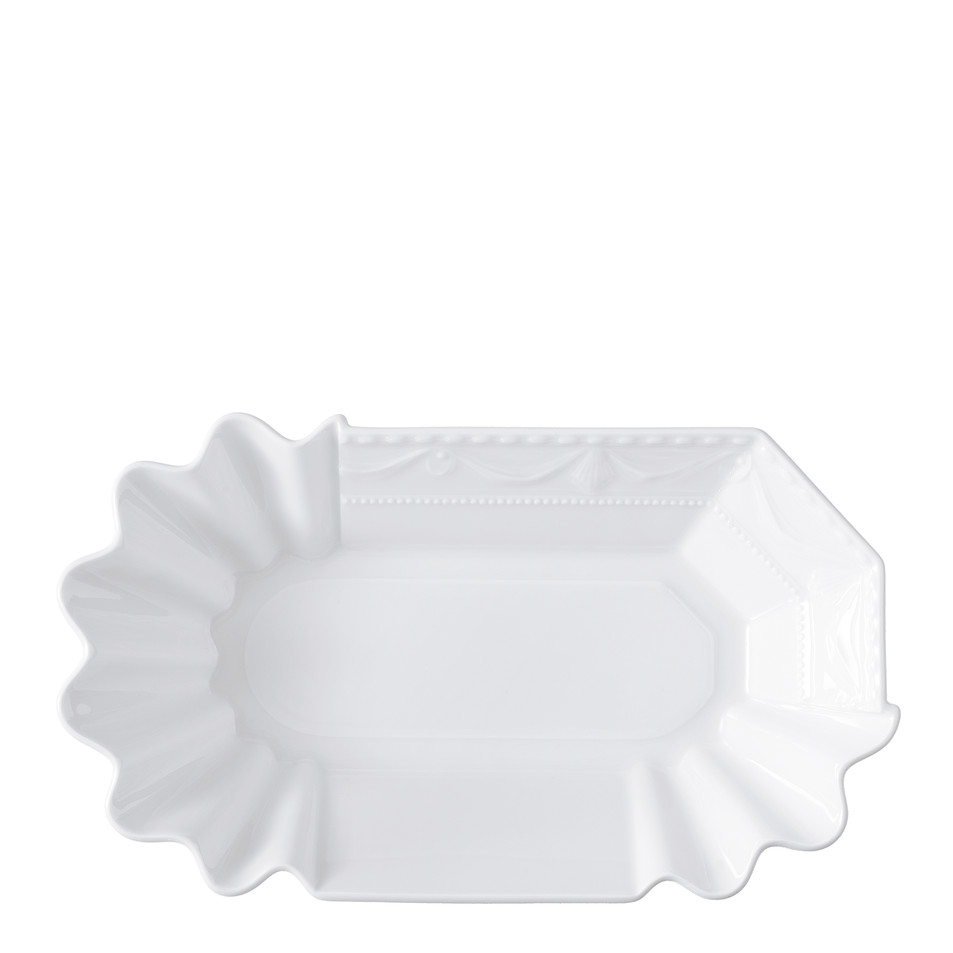 Currywust Bowl With Fork Duo Set, Porzellanschale, Servierplatte, Rillenrand, Weiß, Fließendes Muster