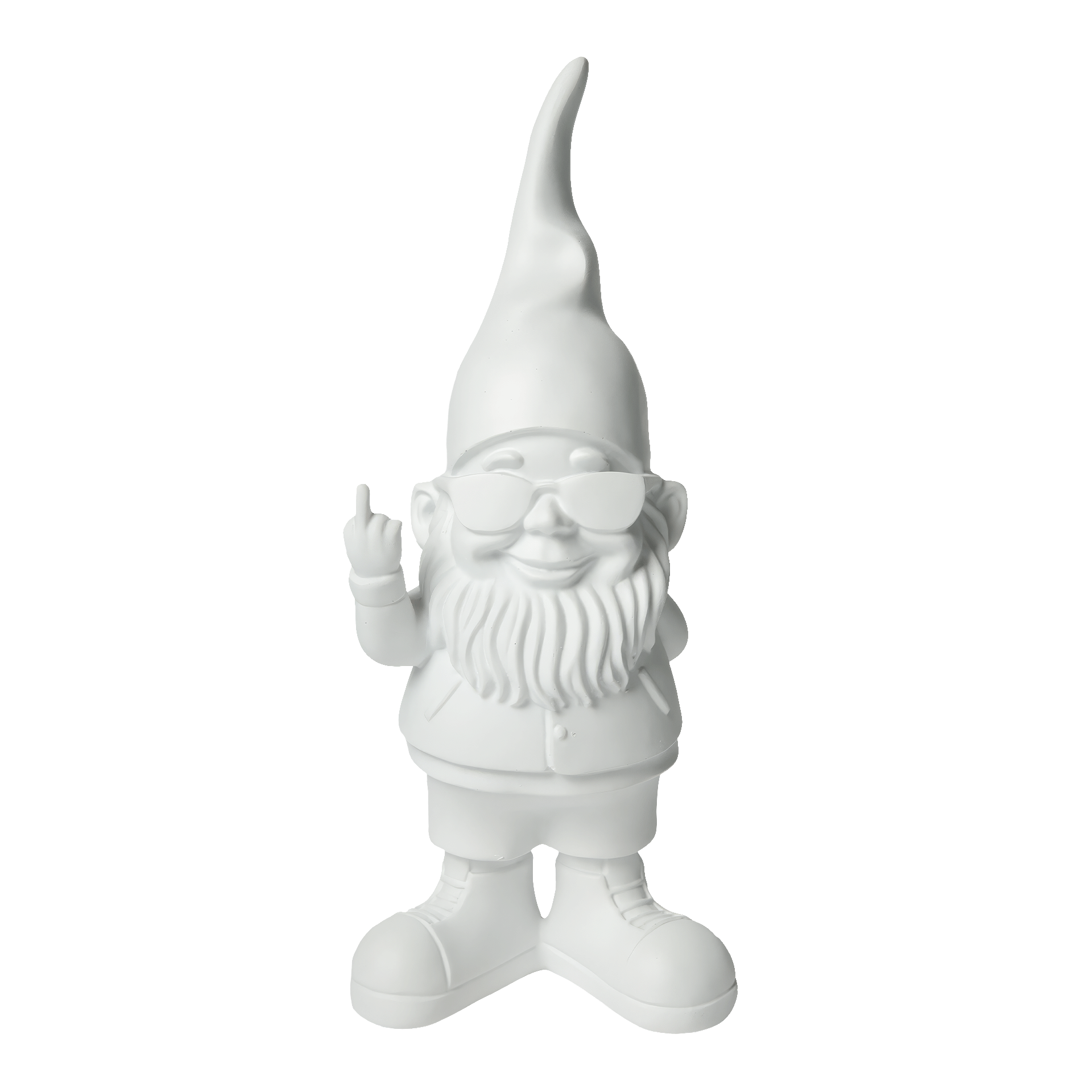 Gnome Bernado white 29 cm, Gnom-Figur, Garten-Dekoration, Weiße Statue, Bartfigur, Brille