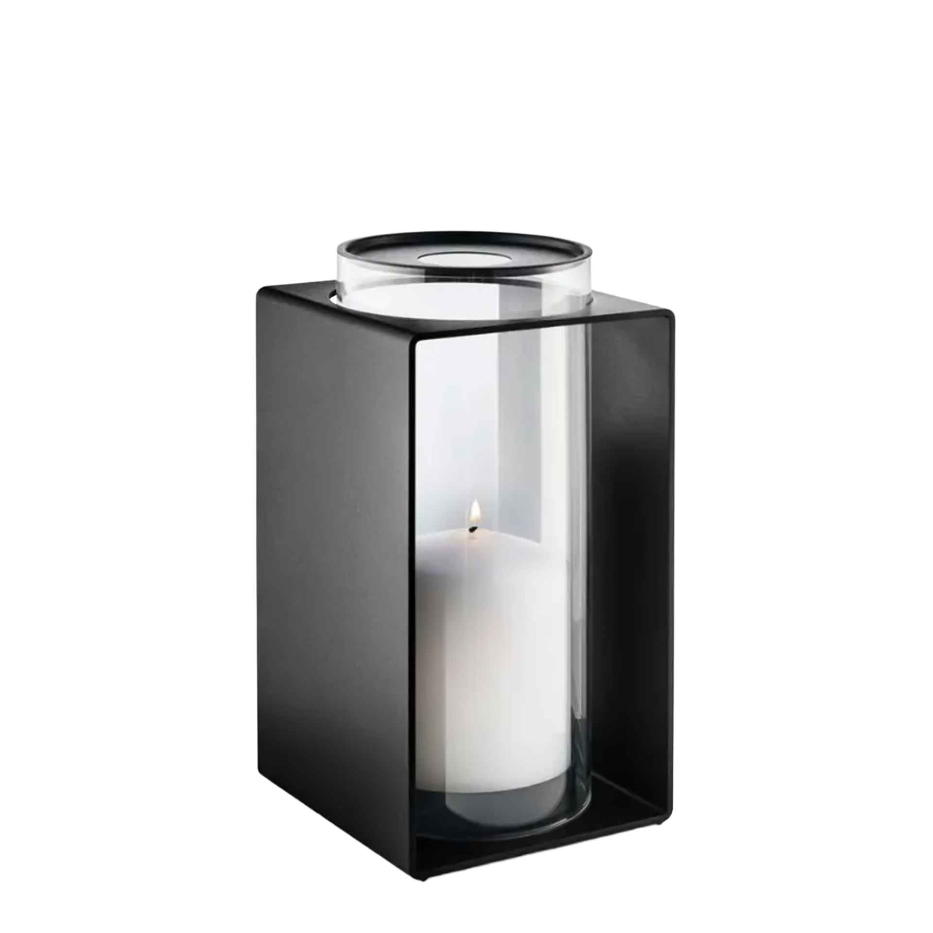 Lantern 23,5 cm, Kerze, Vase?, Schwarz, Windlicht, Glas