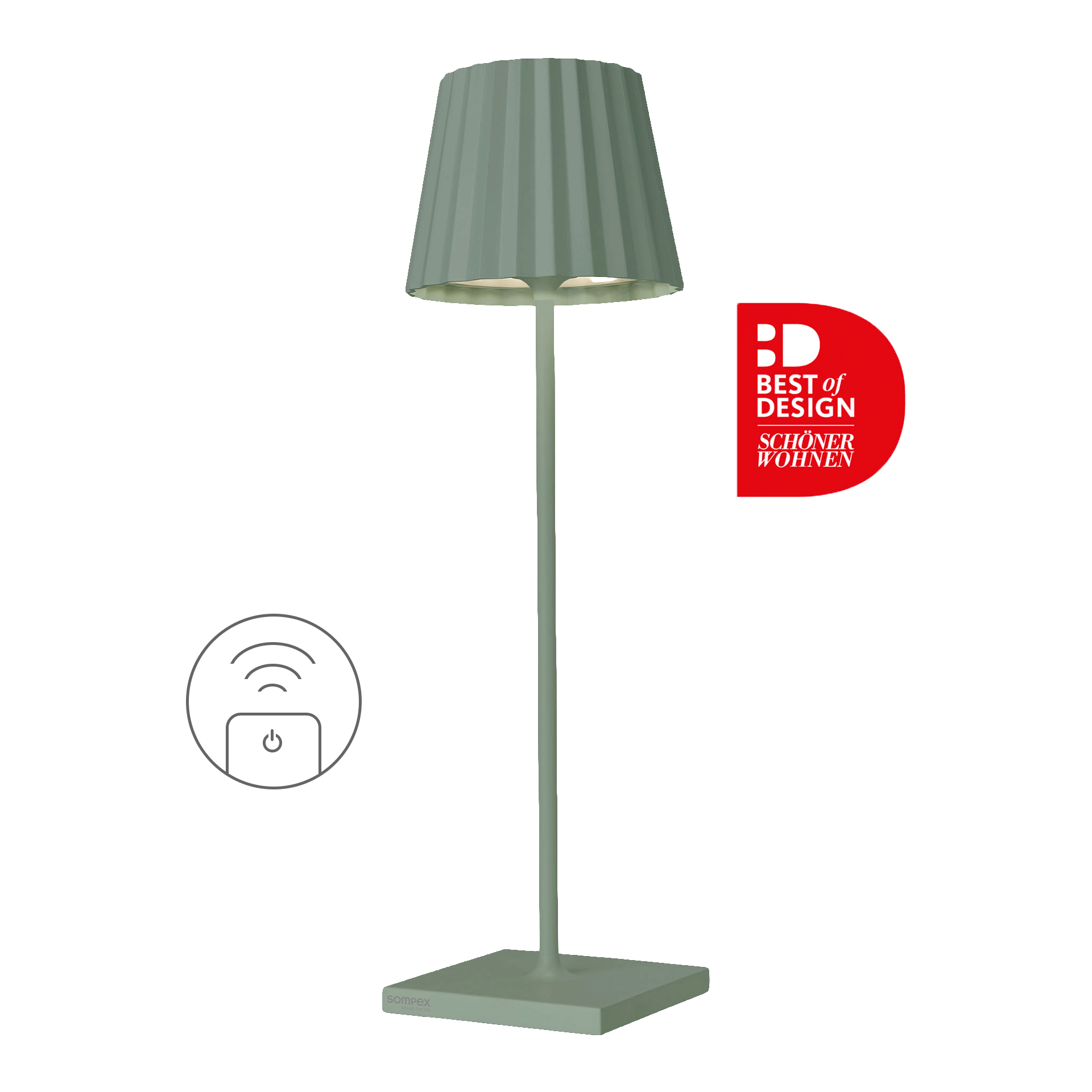 Rechargeable LED table lamp dimmable olive green, Stehleuchte, Lampenschirm, Standleuchte, grüne Farbe, LED/Smart Control