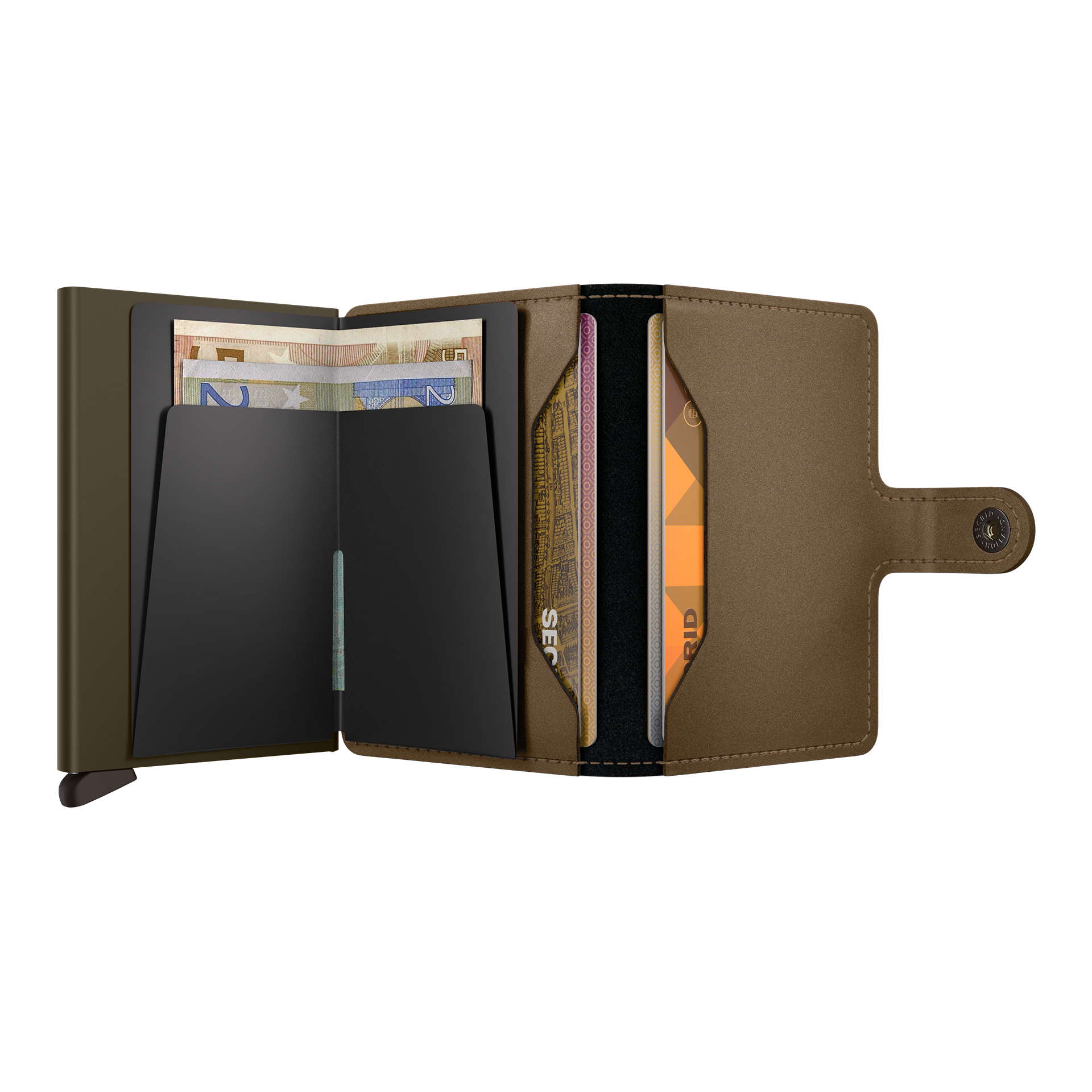 Miniwallet Bronze, Geldbörse, Portemonnaie, Kartenfach, Geldscheinfach, Leder