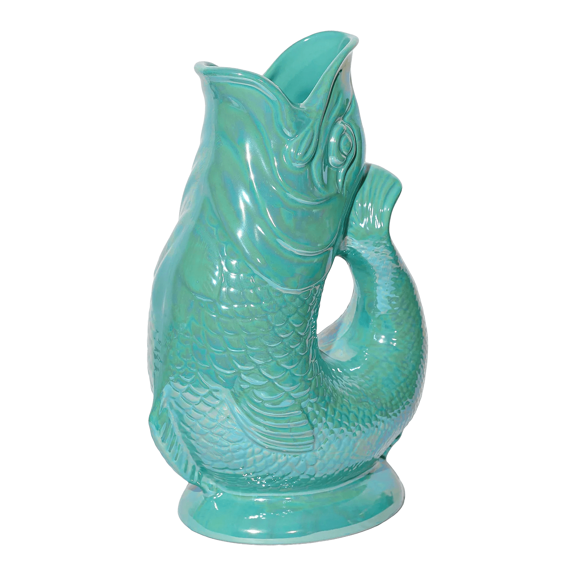 Gluckigluck, Lustre Collection, Jug Special Edition seagreen XL 1.20 l, Fischfigur, Teal-Fischstatue, Aquarien-Deko, Deko-Figur, Kunststofffigur