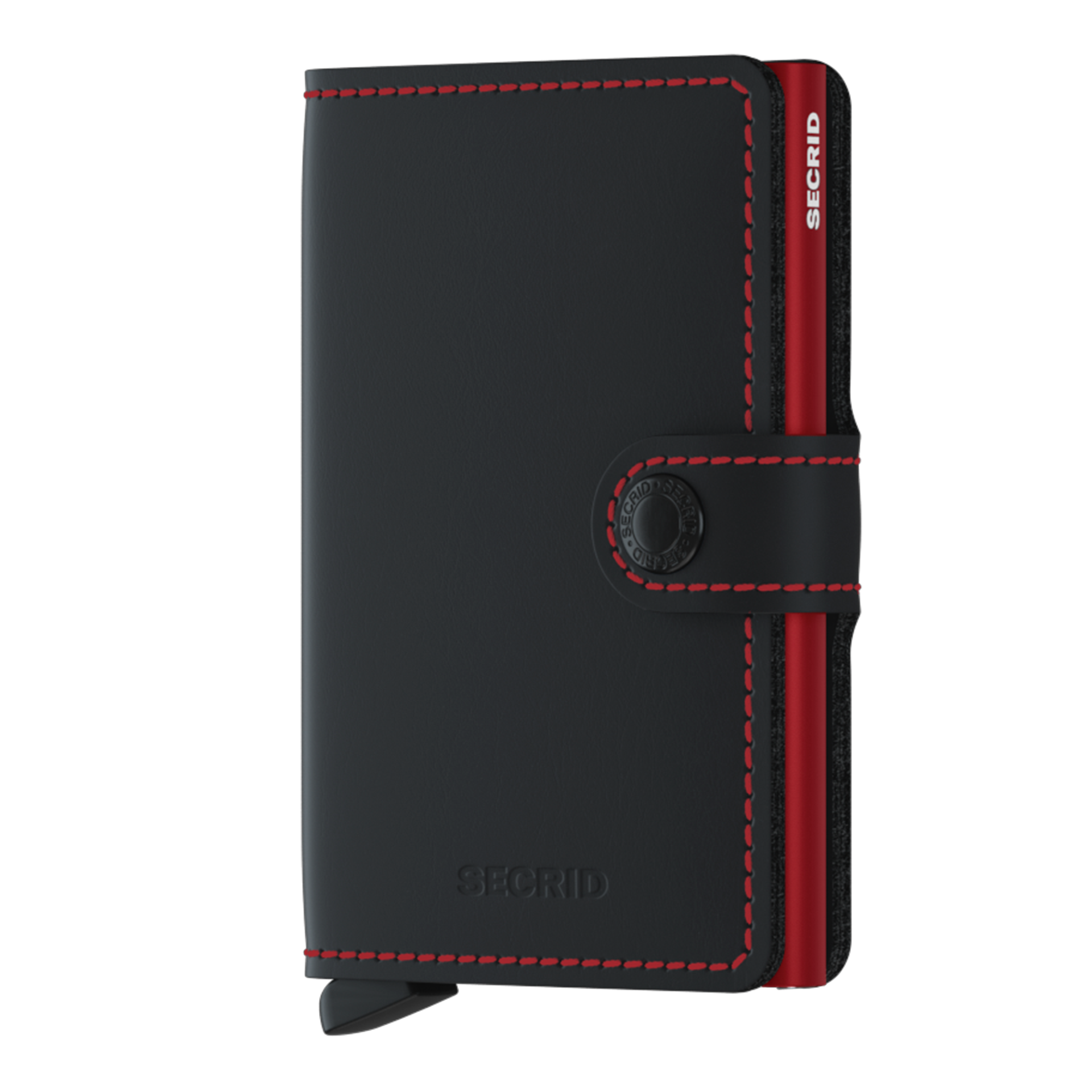 Miniwallet Black/Red, leder, geldbörse, schwarz, rote stitching, kartenhülle