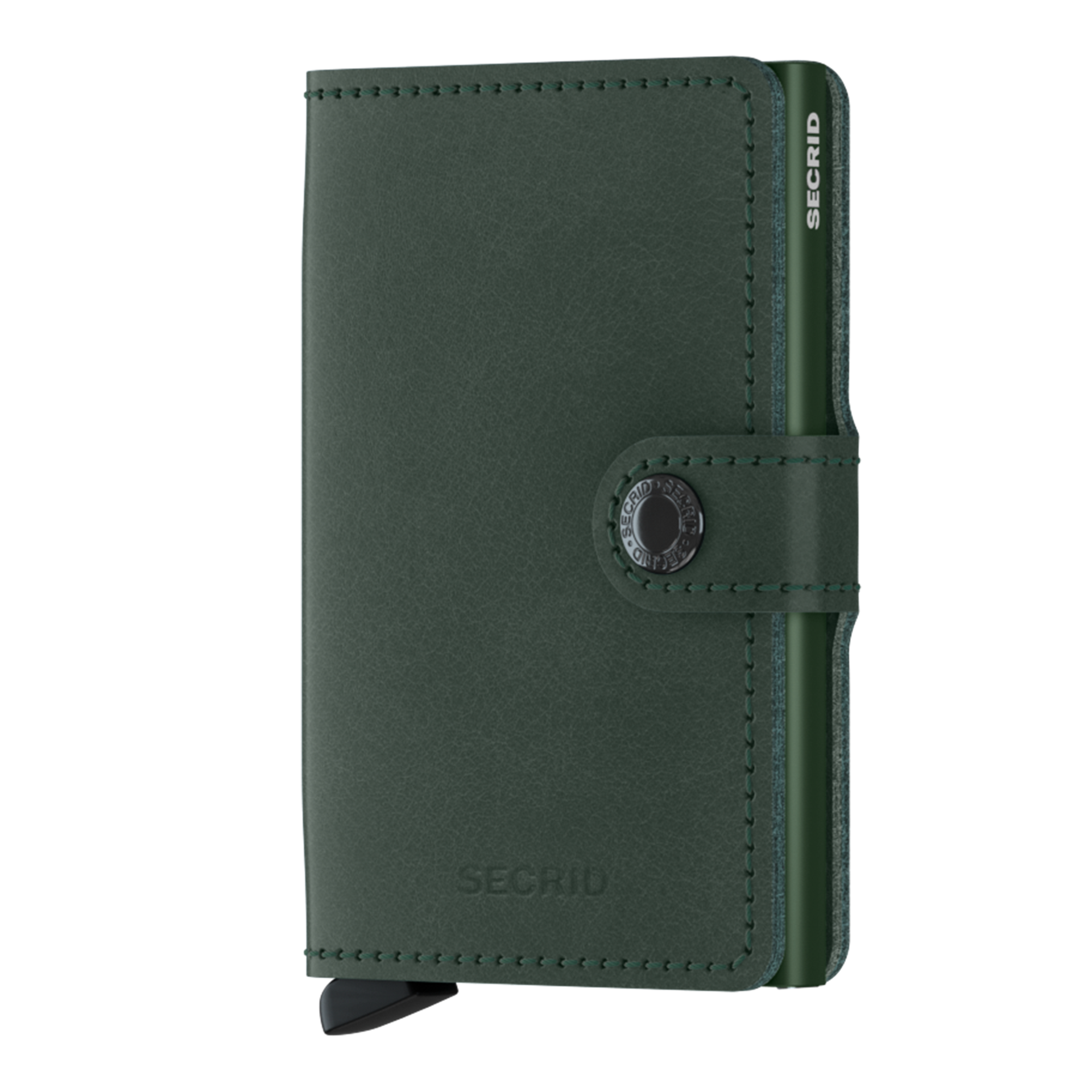 Secrid Miniwallet Original Grün, Portemonnaie, Kartenetui, Grün, Verschlussknopf, Halterung