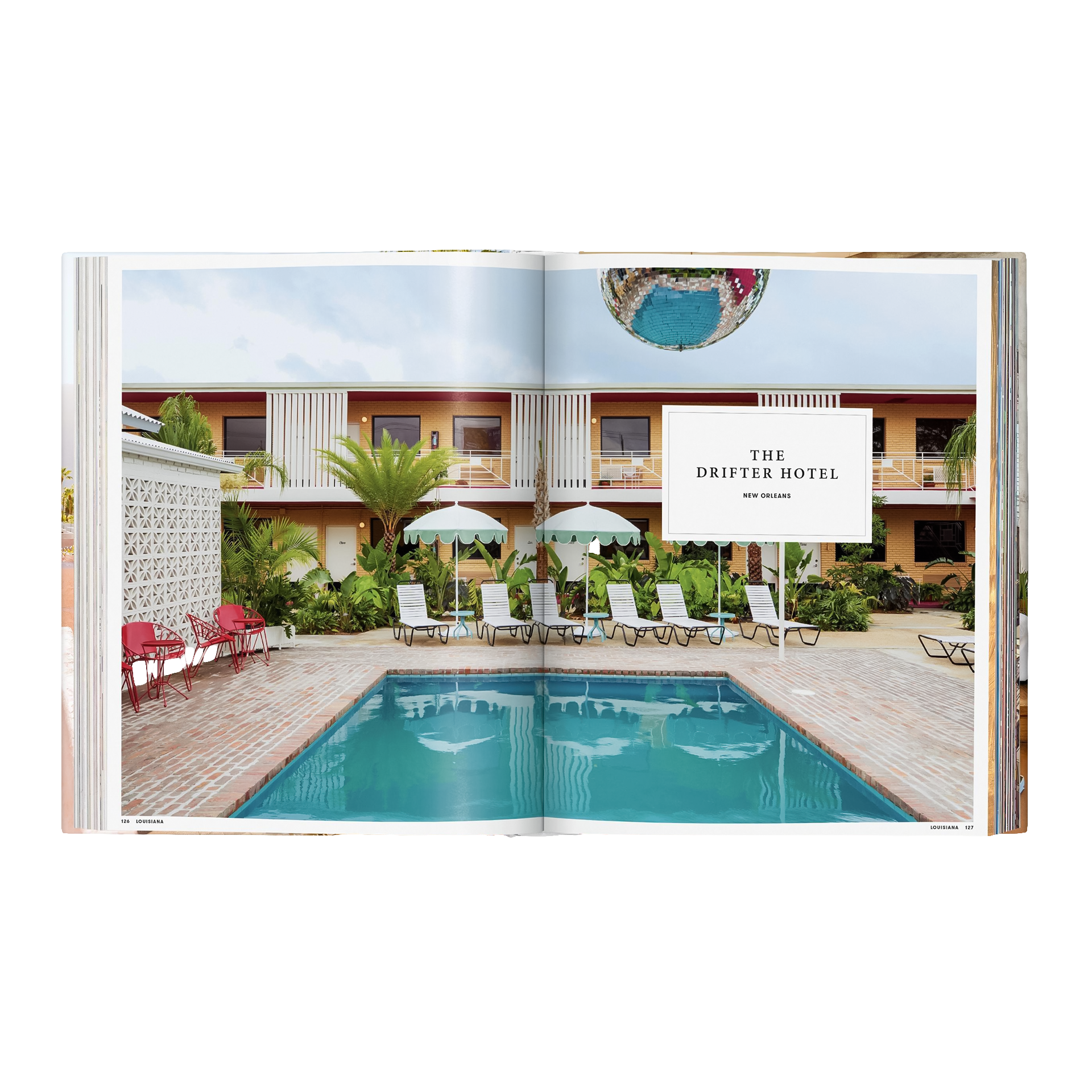 Coffee Table Book Great Escapes USA, pool, hotel, outdoor, lounge, umbrella