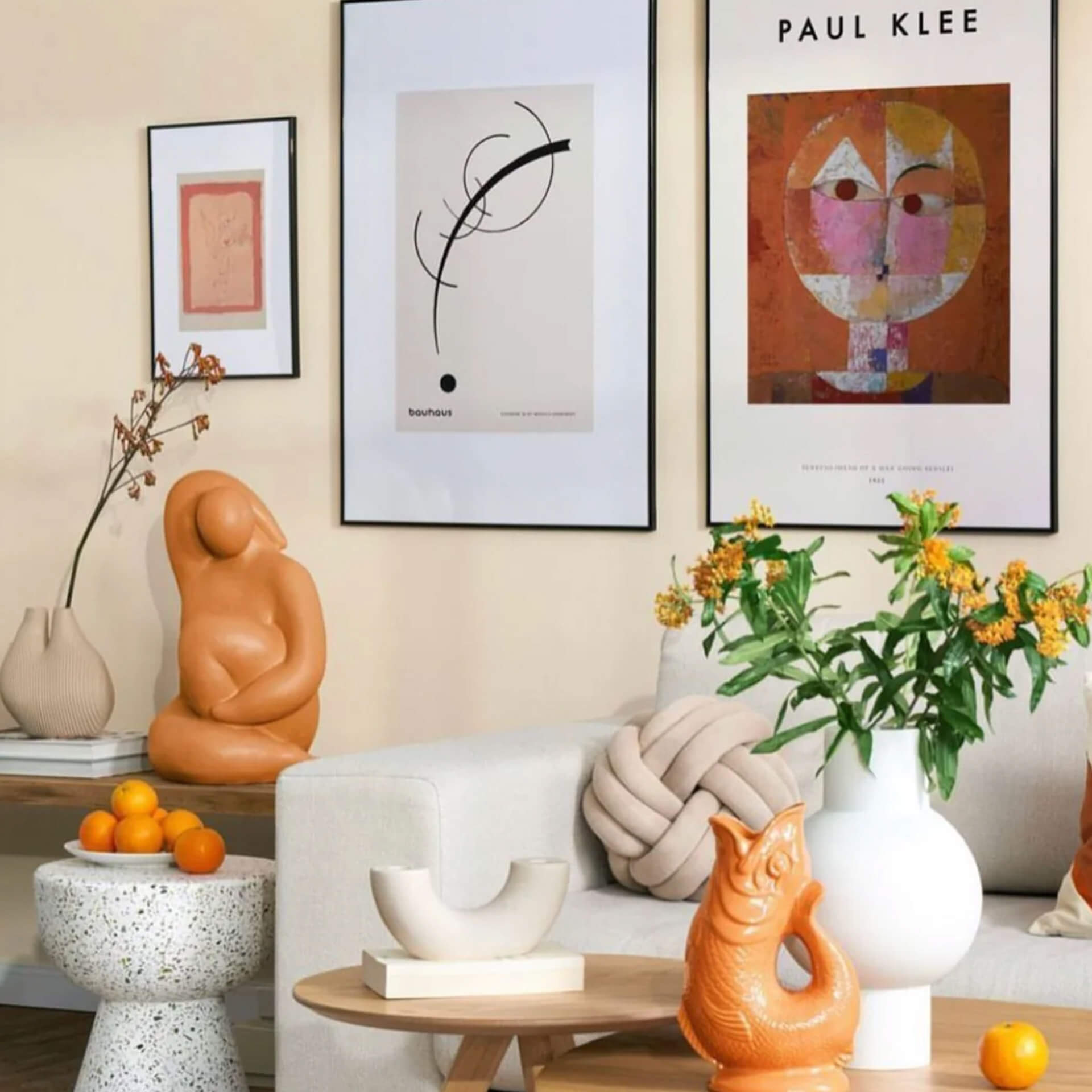 Jug orange XL 1.20 l, living room, art prints, abstract art, orange vase, plant arrangement