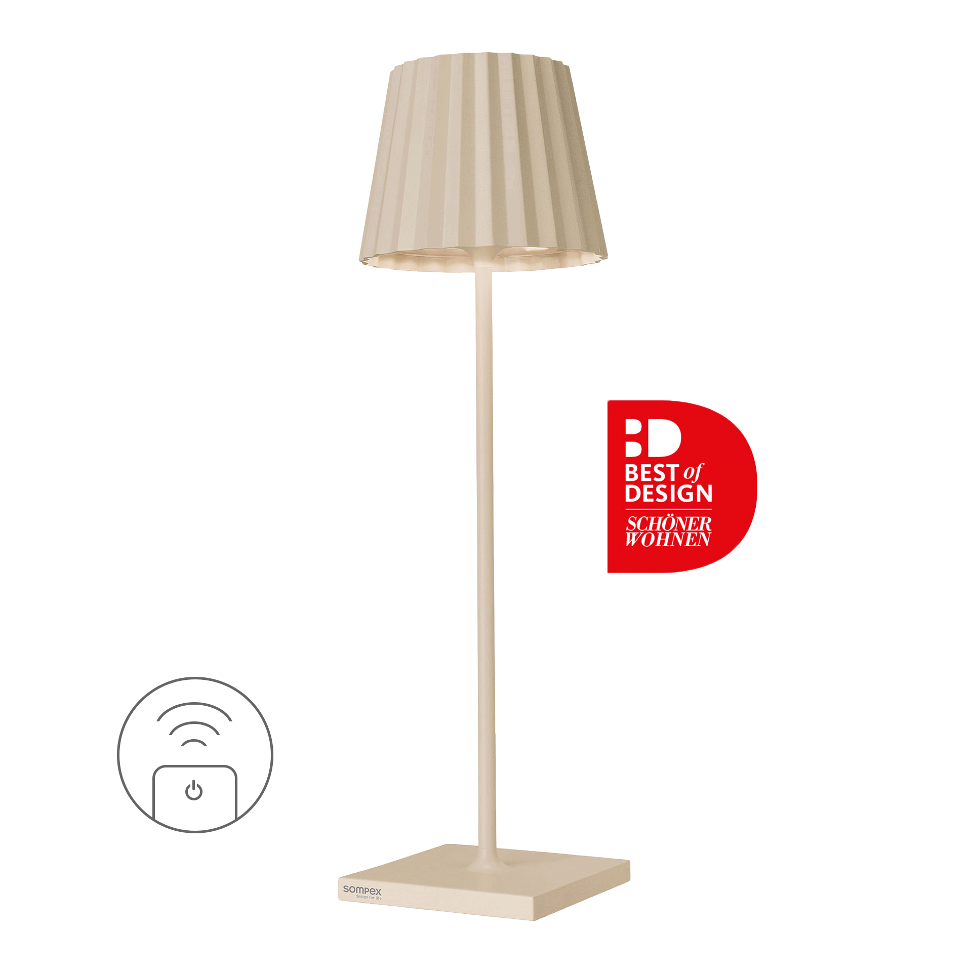Rechargeable LED table lamp dimmable sand, Stehlampe, Beige, Schirm, Stativ, Stehleuchte