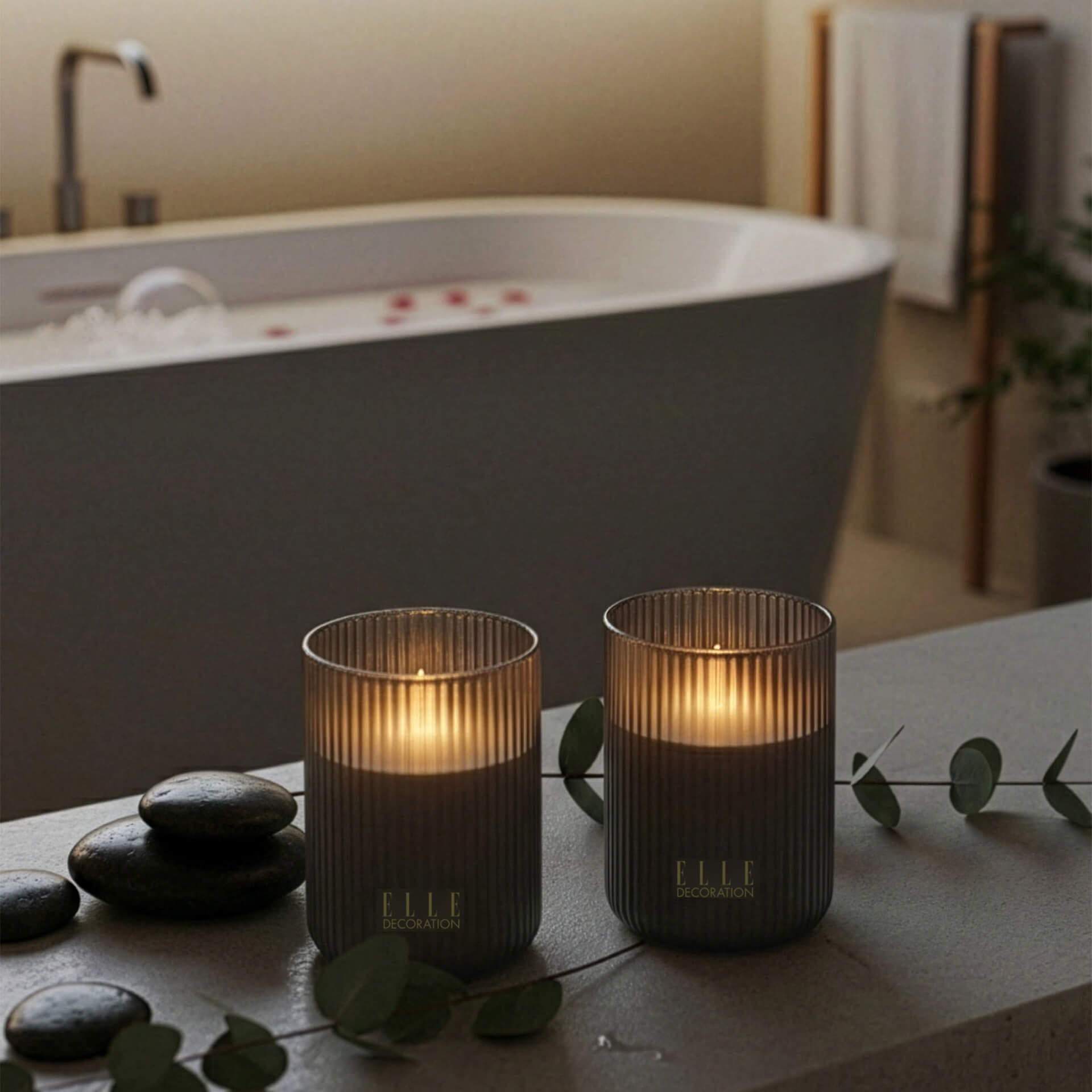 ELLE DECORATION LED Kerze BELLEVILLE 1-flammig taupe