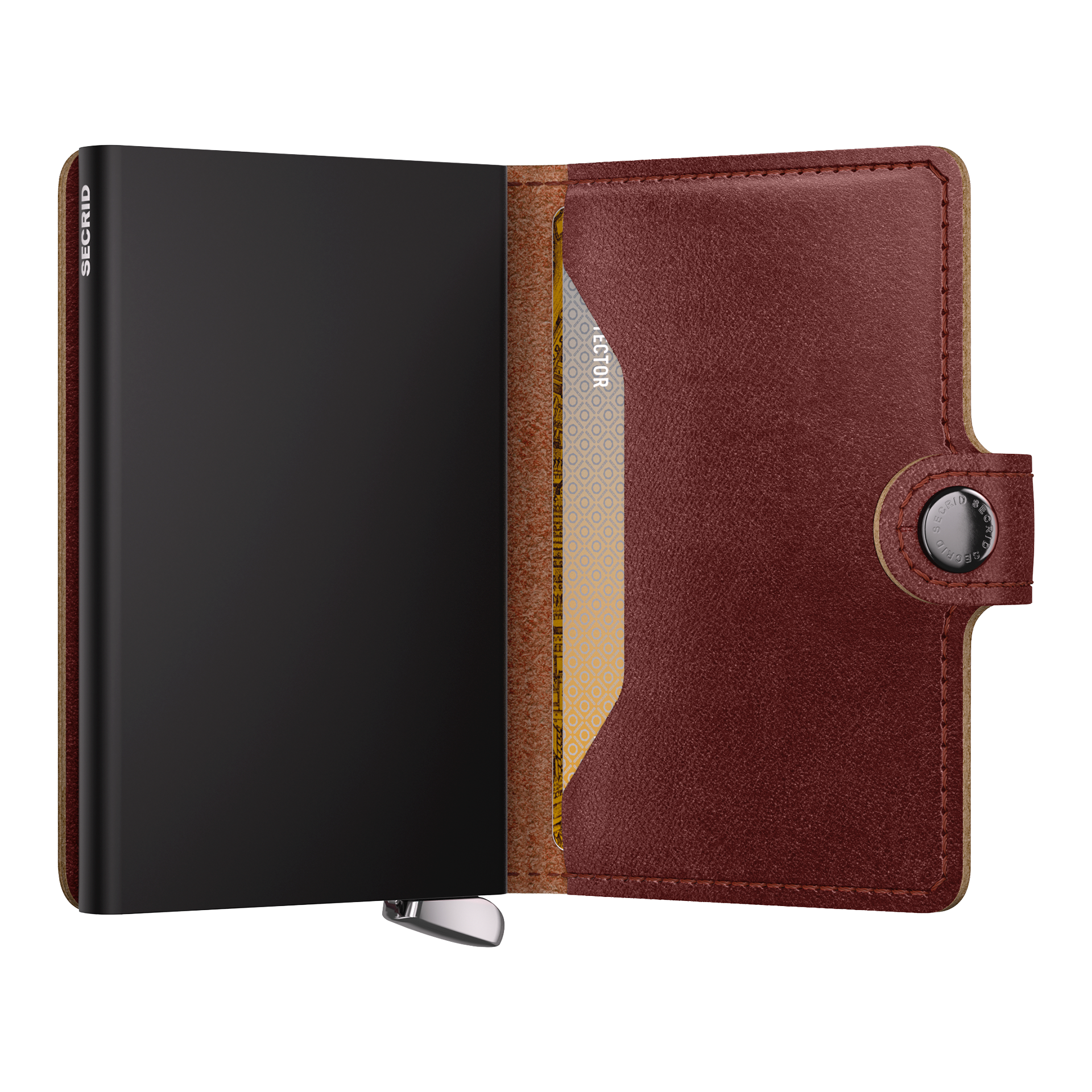 Premium Miniwallet+ Brown, Brieftasche, Kartenetui, Leder, Dreifachfächer, Magnetverschluss