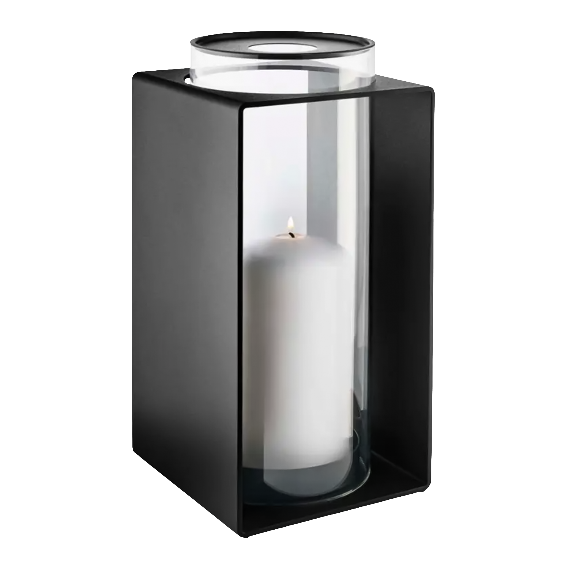 Lantern 30 cm, Kerzenhalter, Vitrine, LED-Format, Brennende Kerze, Schwarz