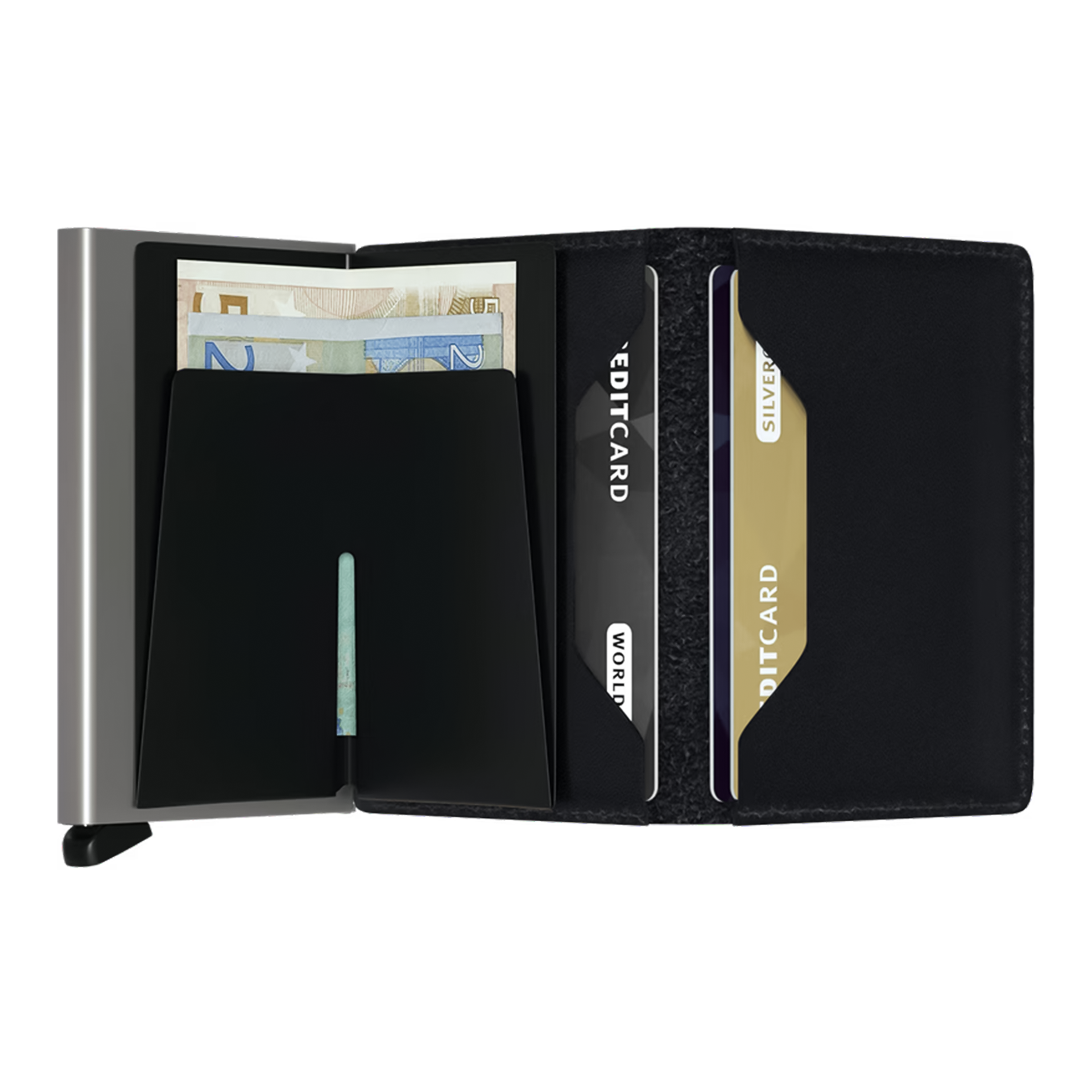 Secrid Slimwallet Original Schwarz,  Brieftasche,  Kartenhalter,  Schwarzes Leder,  Währungsfächer,  Kreditkartenhalter
