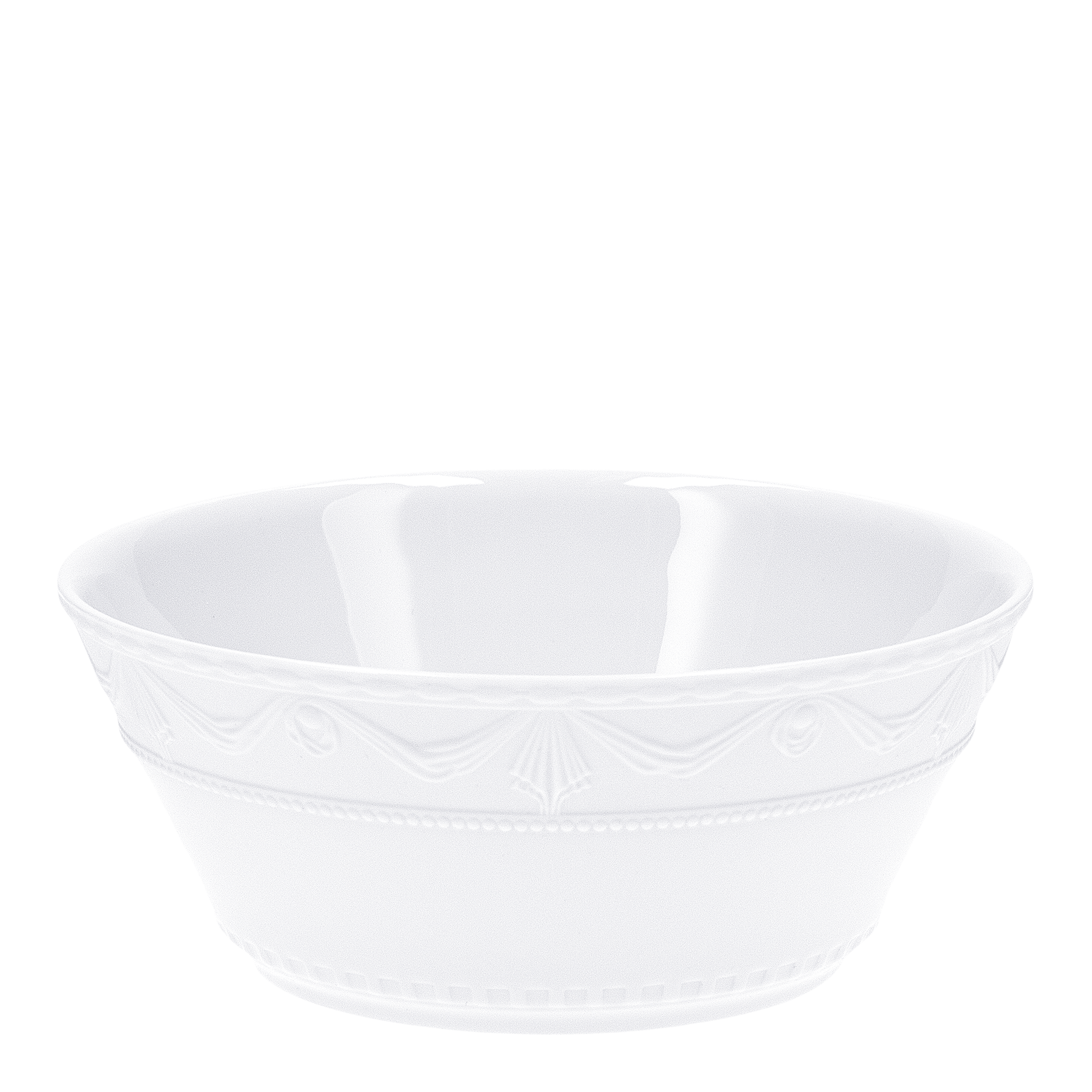 Bowl 0.45 l White, Porzellan-Schüssel, weiße Schüssel, Dessertschüssel, Prunkrand-Design, Glasierte Porzellan-Schüssel
