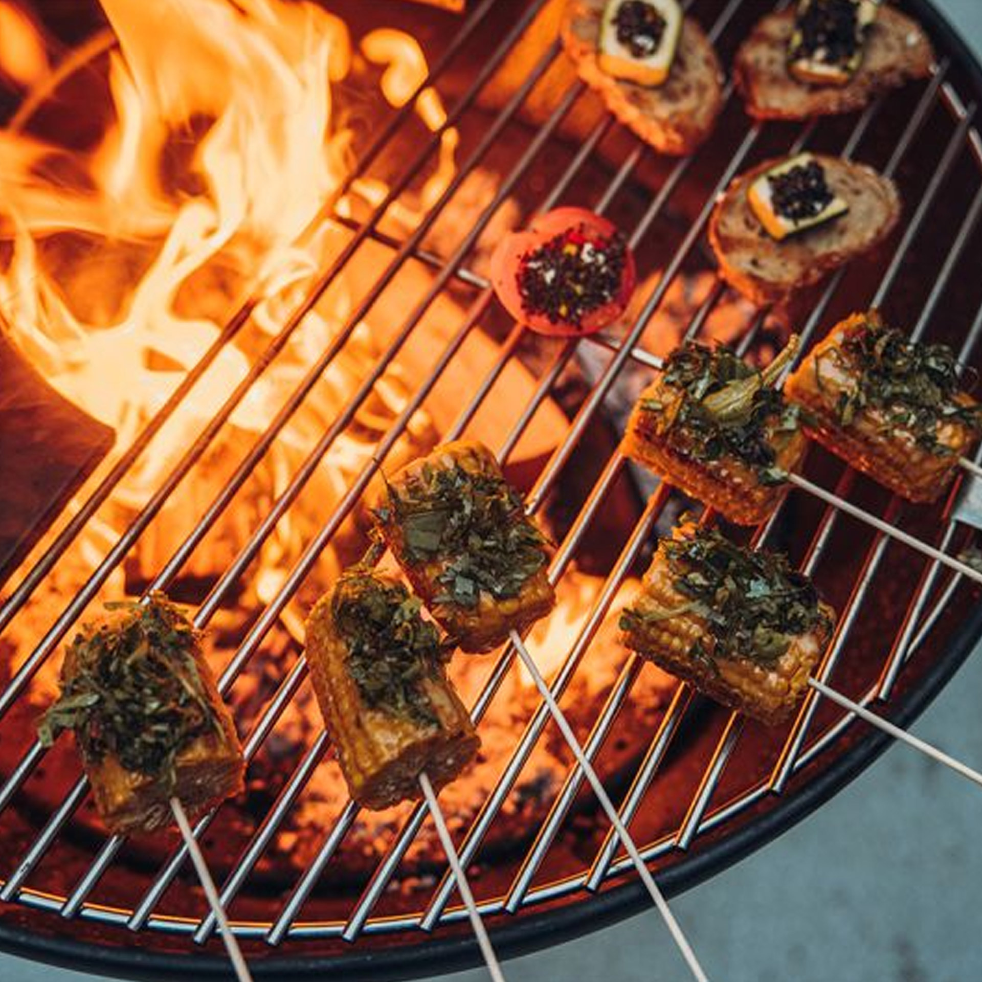 Grill grid 57, grillspieße, rindfleisch, kebab, blättergrün,  barbecue