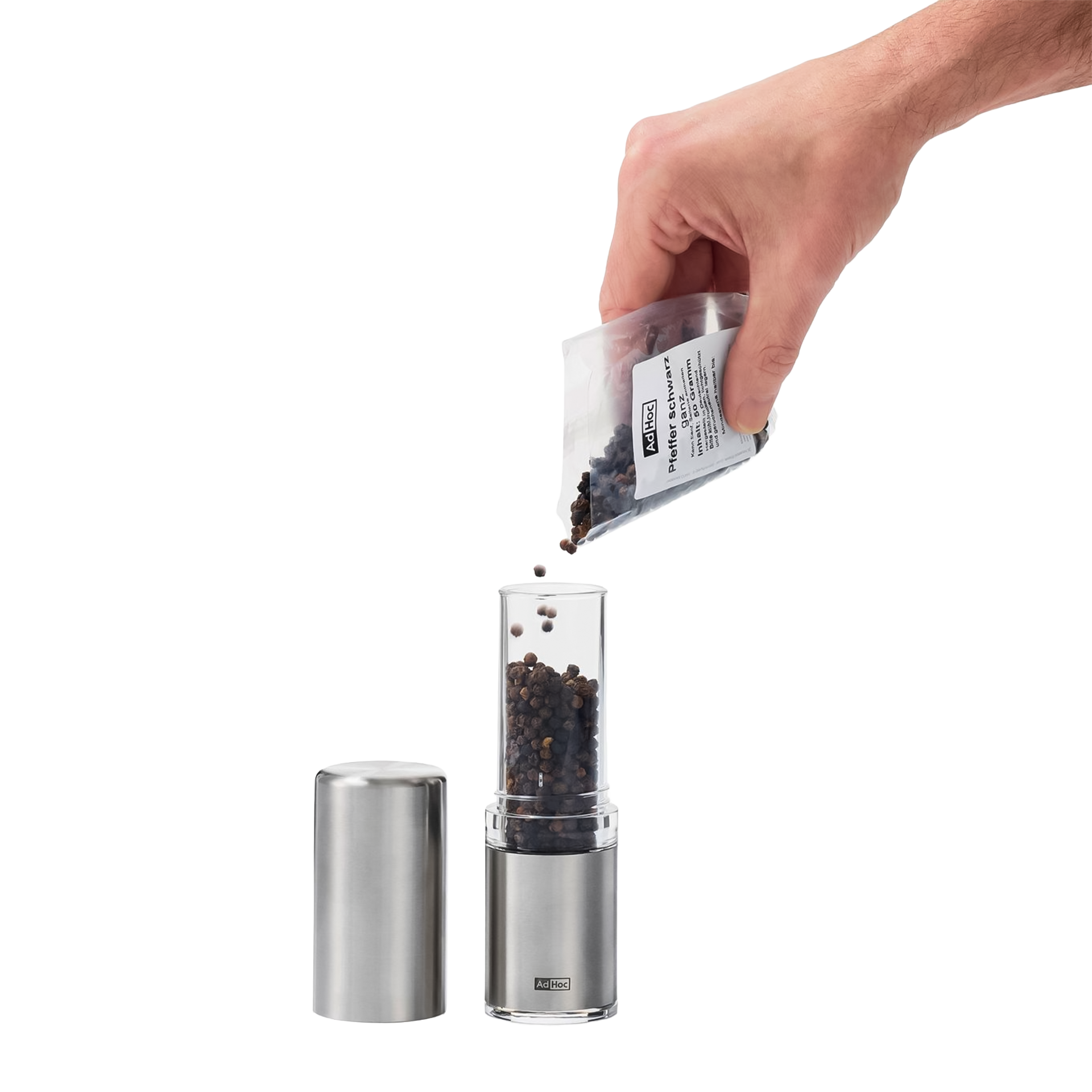 Salt & Pepper Mill Set Beige, Gewürzmühle, Peppermühle, Küchenzubehör, Mahlwerk, Stahl