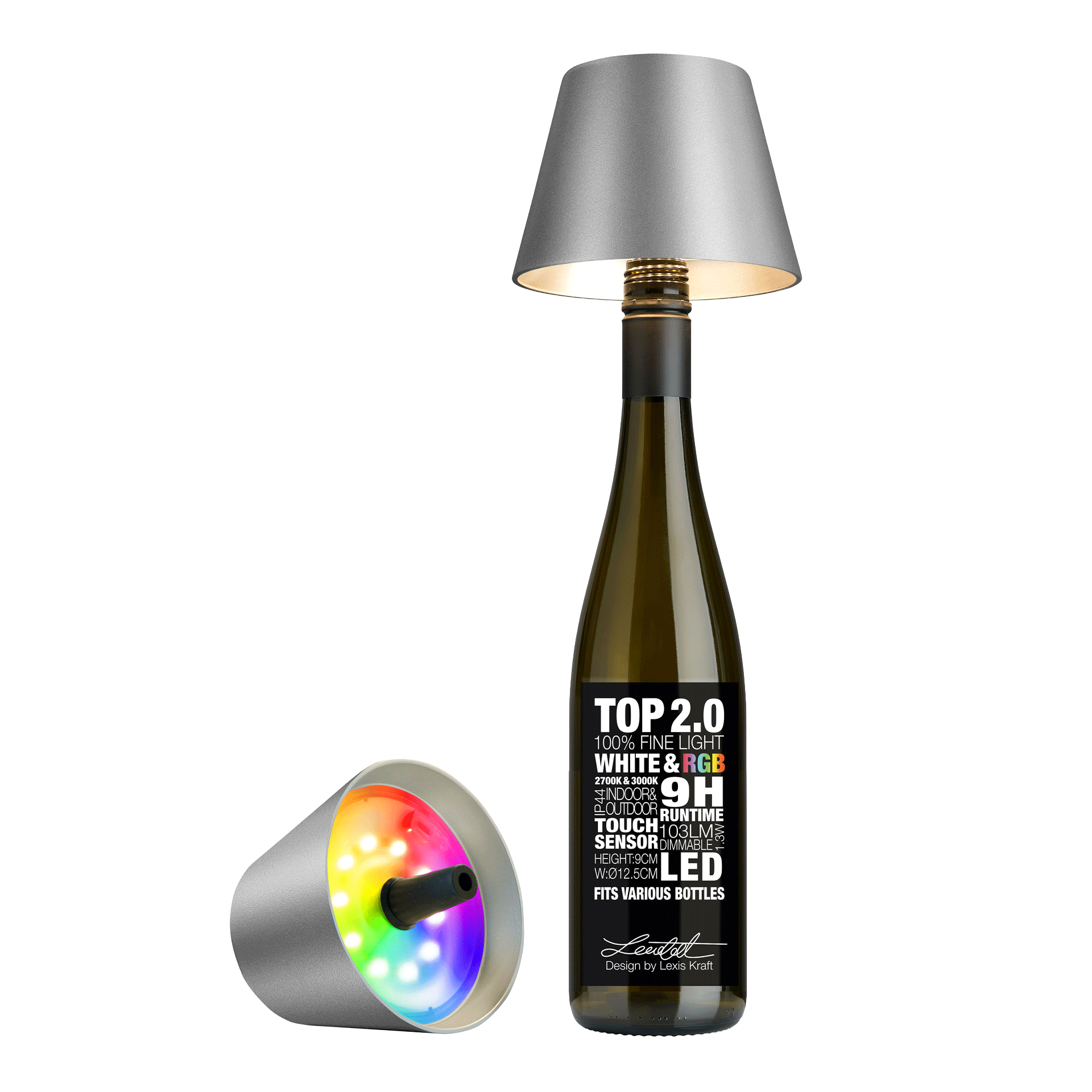 LED Bottle Light Dimmable Graphite Metallic