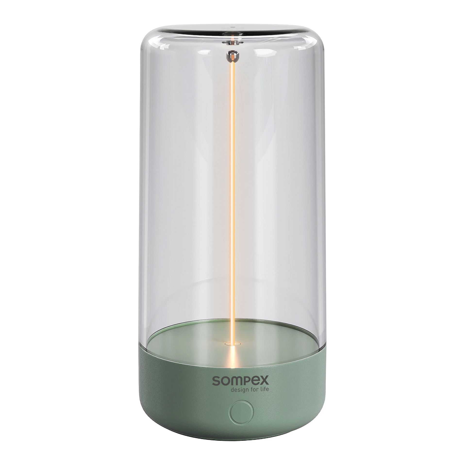 Rechargeable LED table lamp dimmable olive green, Tischleuchte, LED-Leuchte, Glasschirm, Grüner Sockel, Sompex