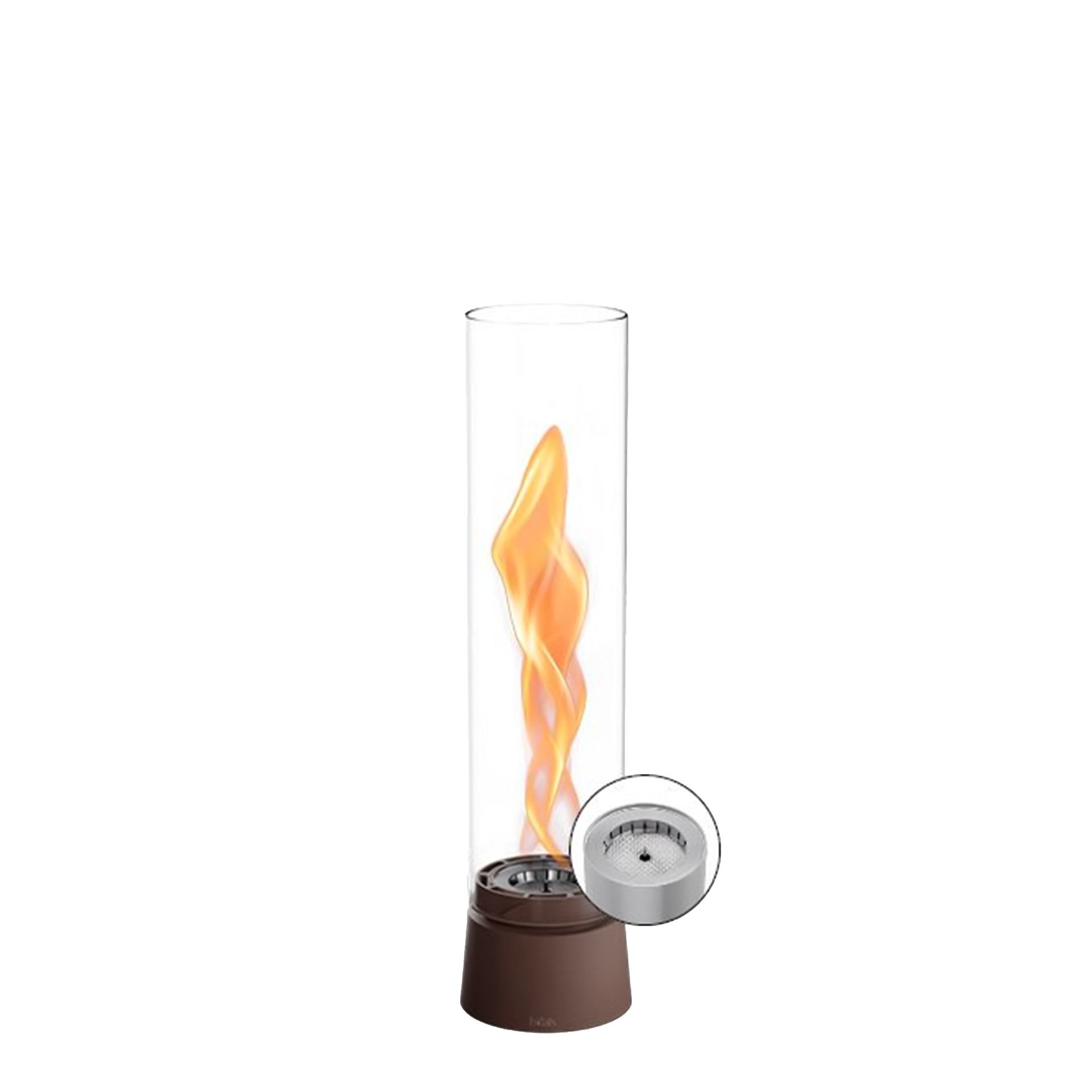 Tabletop Fireplace 900 Rust-brown, Lampenfeuer, Tischgasflamme, Glaszylinder, Gaskerze, Brenner-Set