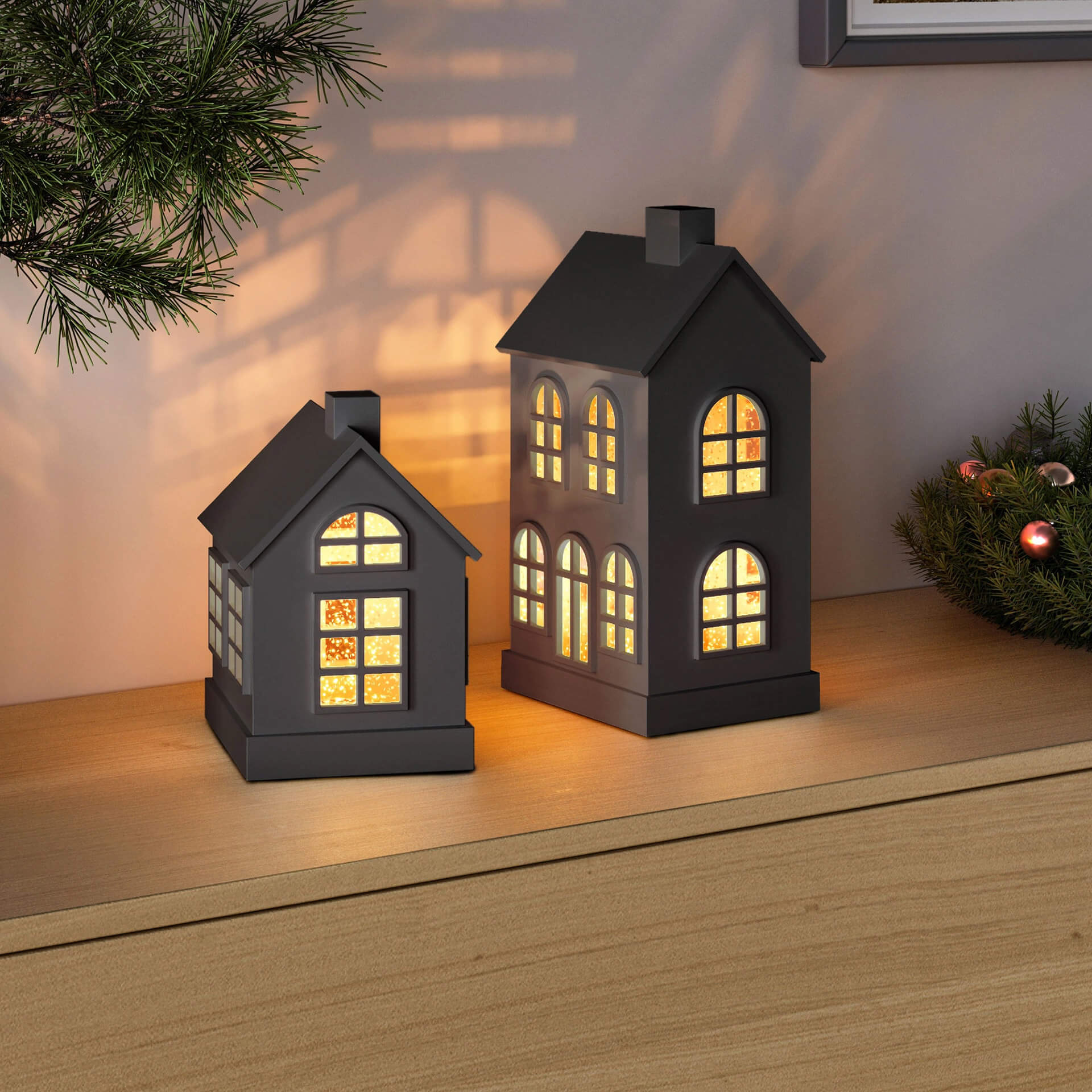 Sompex GLAMOR HOUSE LED Dekolampe Haus schwarz 23 cm
