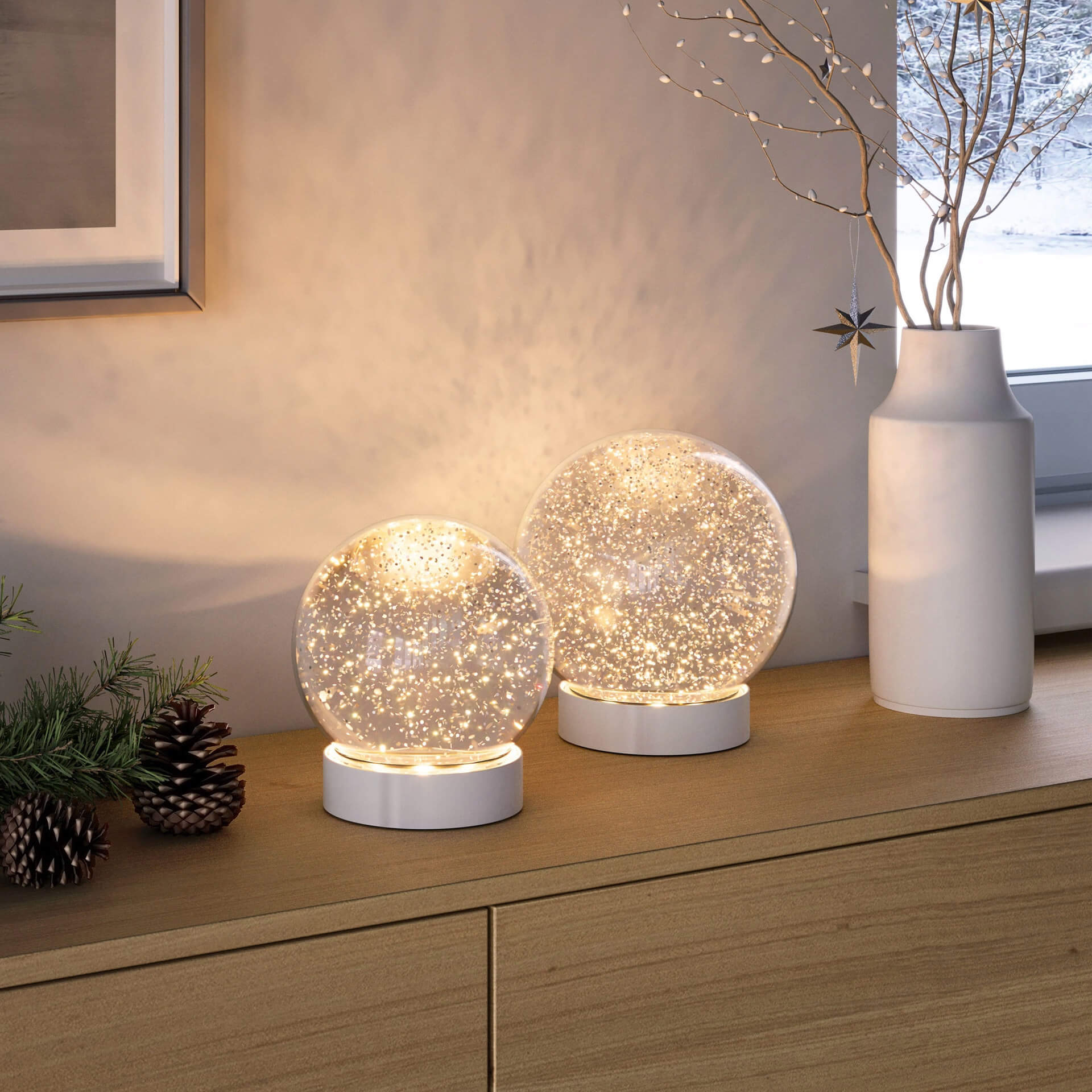 Sompex LED Dekolampe GLAMOR BAUBLE weiß 15 cm
